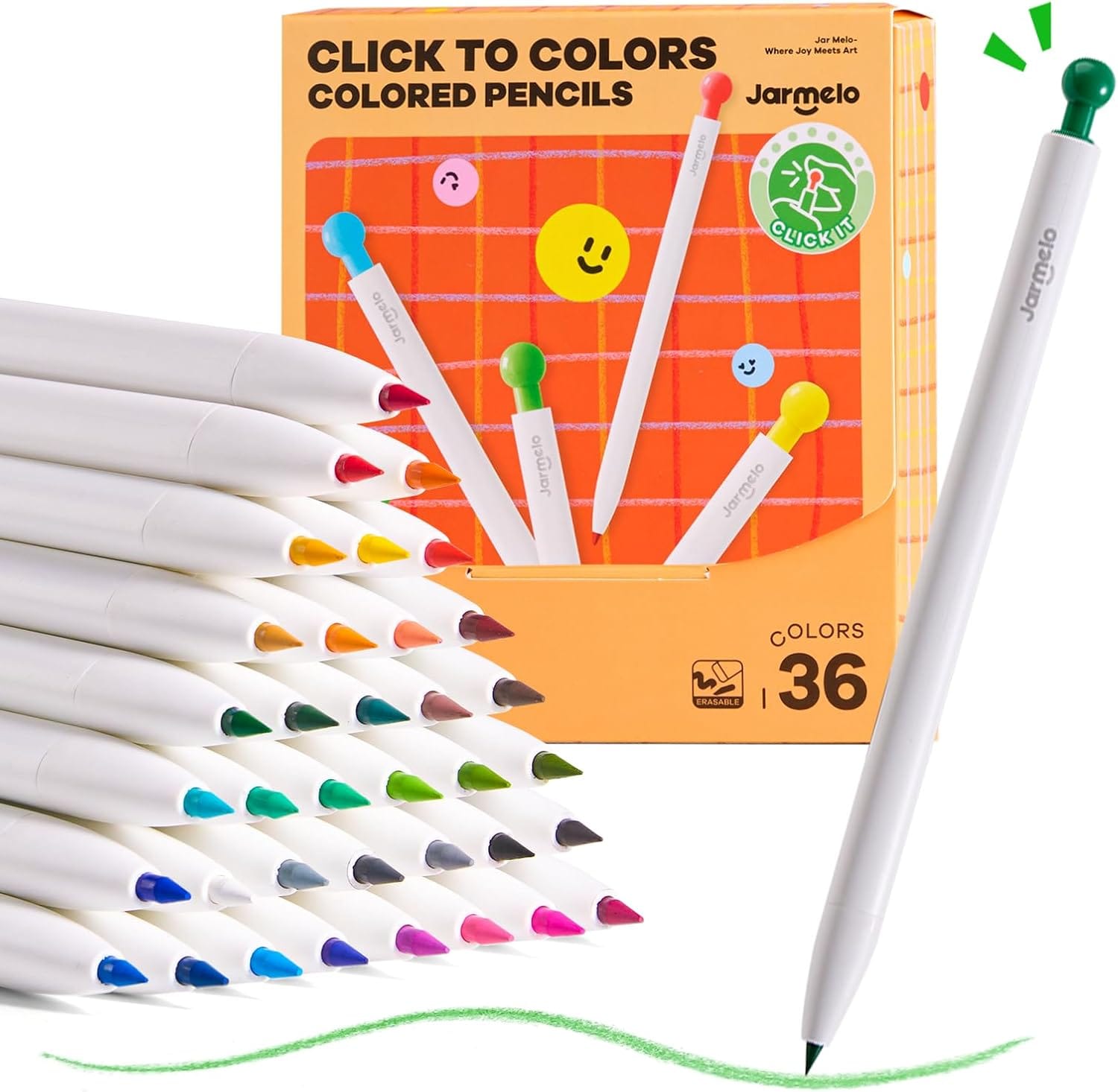 Villem Jarmelo mehaanilised värvipliiatsid lastele 36 värvi, kustutatavad Jarmelo