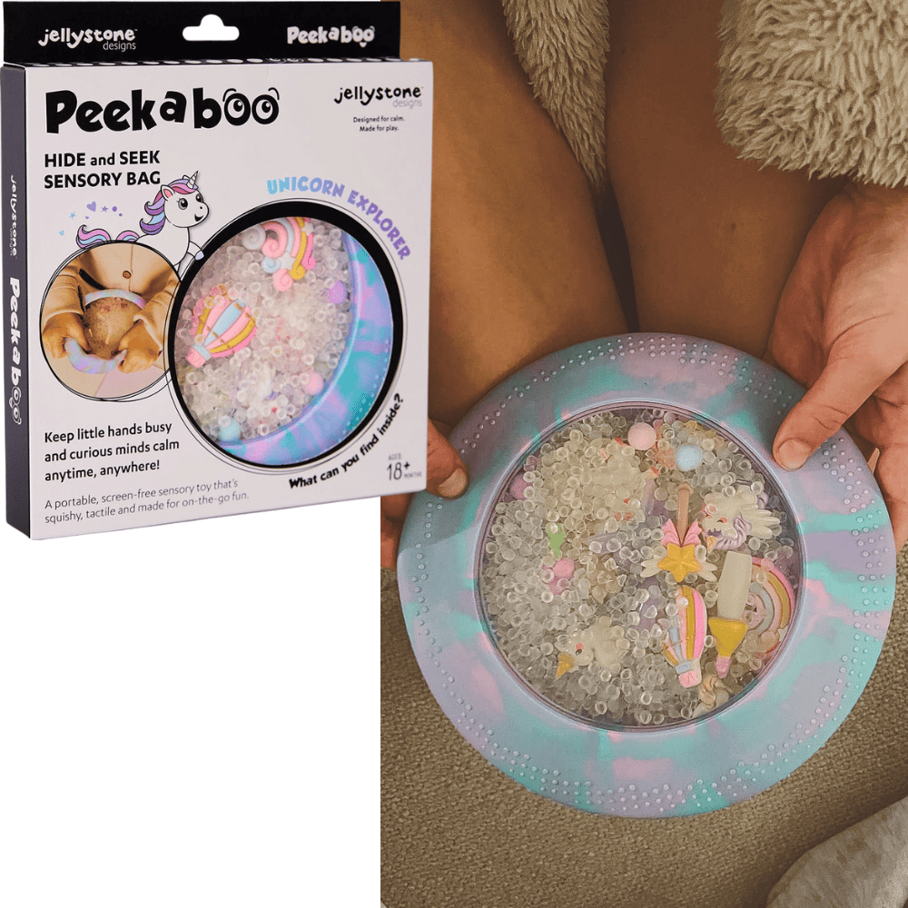 Villem Jellystone Peekaboo sensoorne avastusmänguasi - Ükssarvik Jellystone