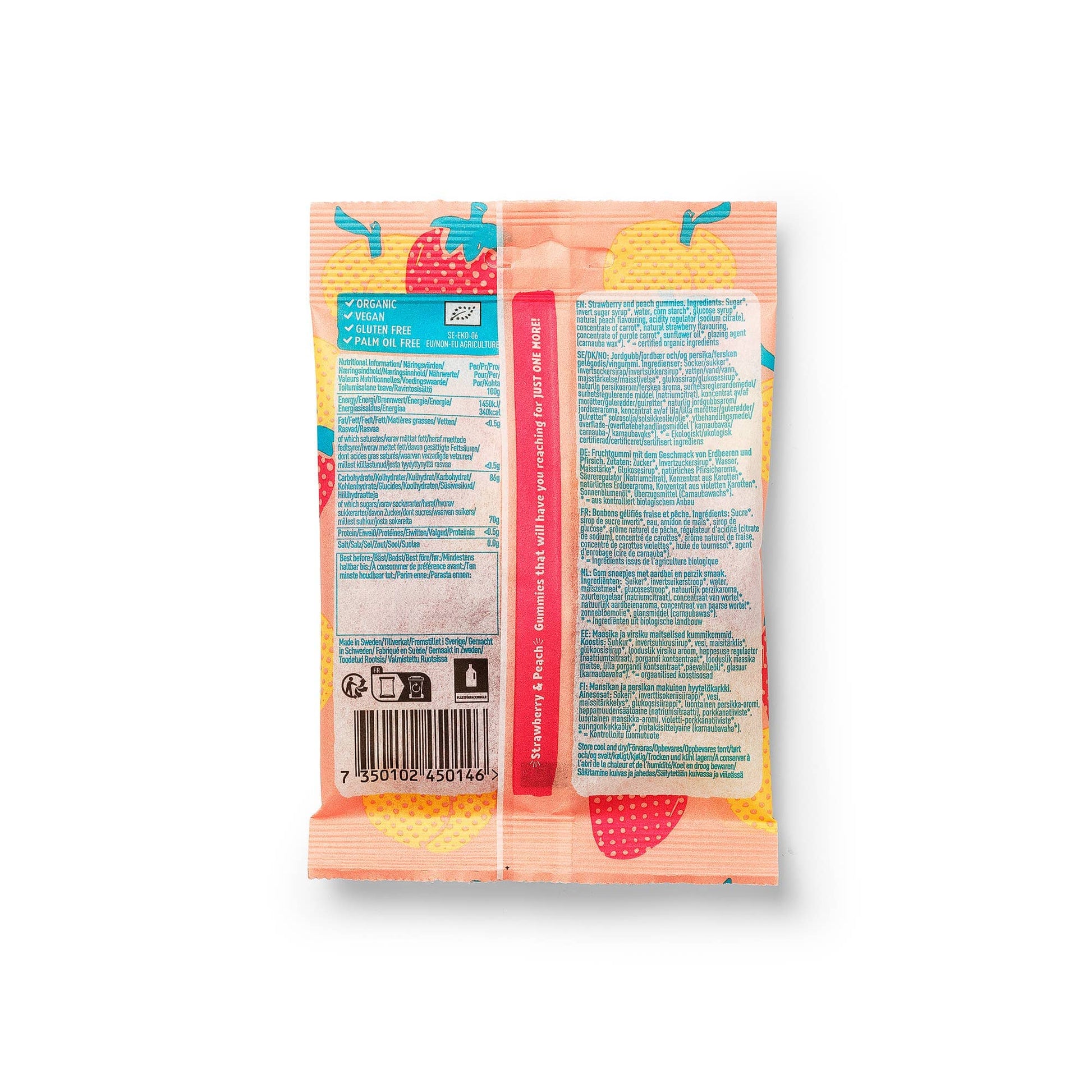 Villem Organic and Vegan Swedish Strawberry & Peach Gummies JOM