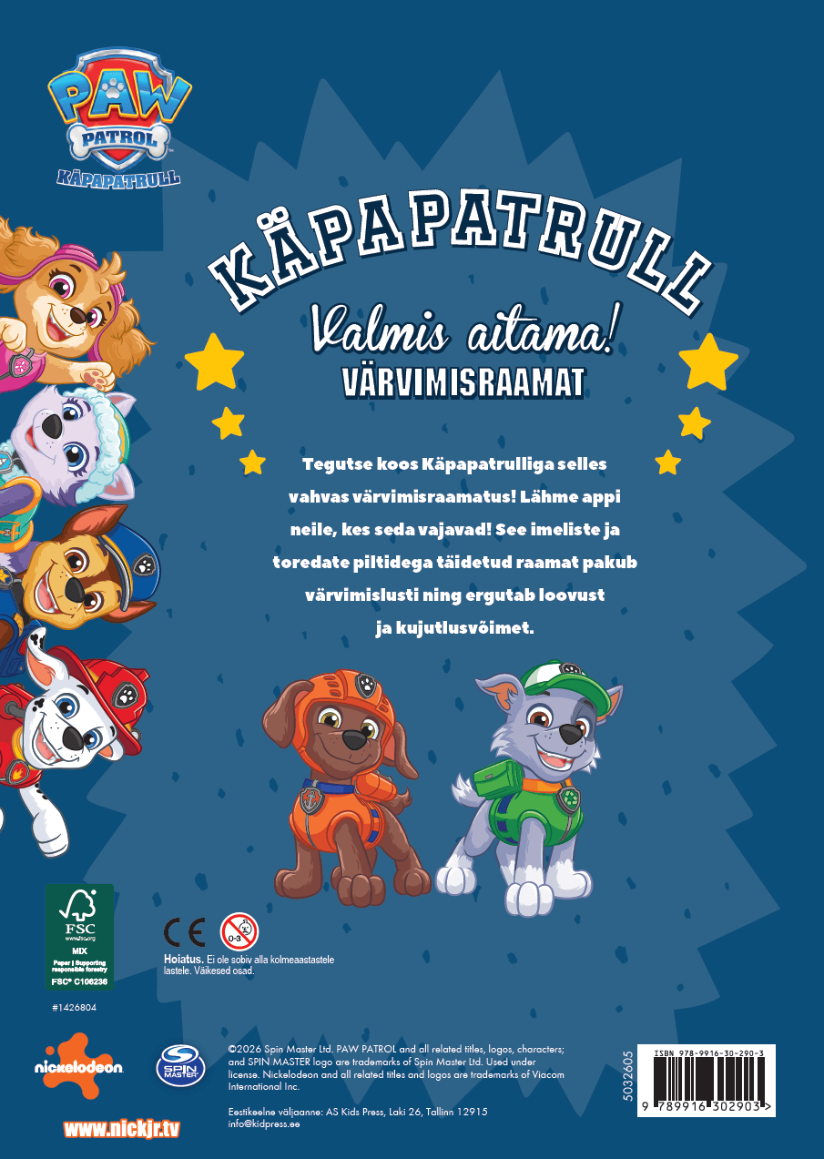 Villem Paw Patrol. Värvimisraamat KidsPress