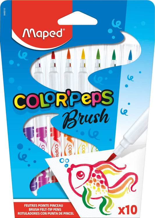 Villem MAPED Color'Peps Brush pintselotsaga viltpliiatsid 10 tk Maped