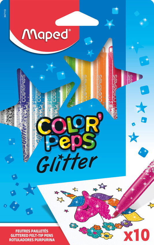 Villem MAPED Color'Peps Glitter sädelevad viltpliiatsid 10 värvi Maped