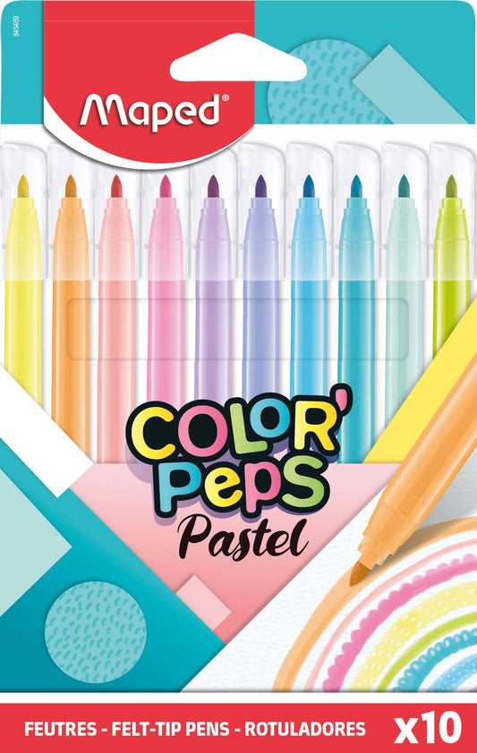 Villem MAPED Color'Peps Pastel viltpliiatsid pastelsetes toonides 10 värvi Maped