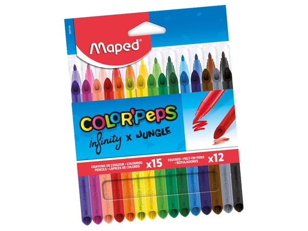 Villem MAPED ColorPeps Jungle 12tk+värvipliiats Maped ColorPeps Infinity 15tk Maped