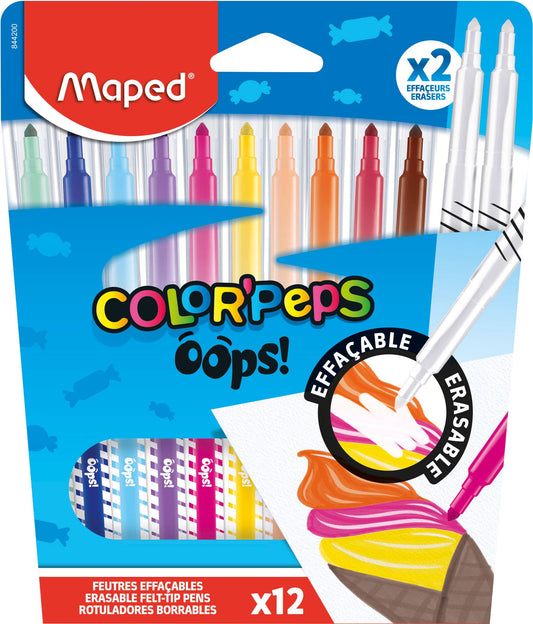 Villem MAPED Colour'Peps Oops kustutatavad viltpliiatsid kustutusmarkeritega 12tk Maped