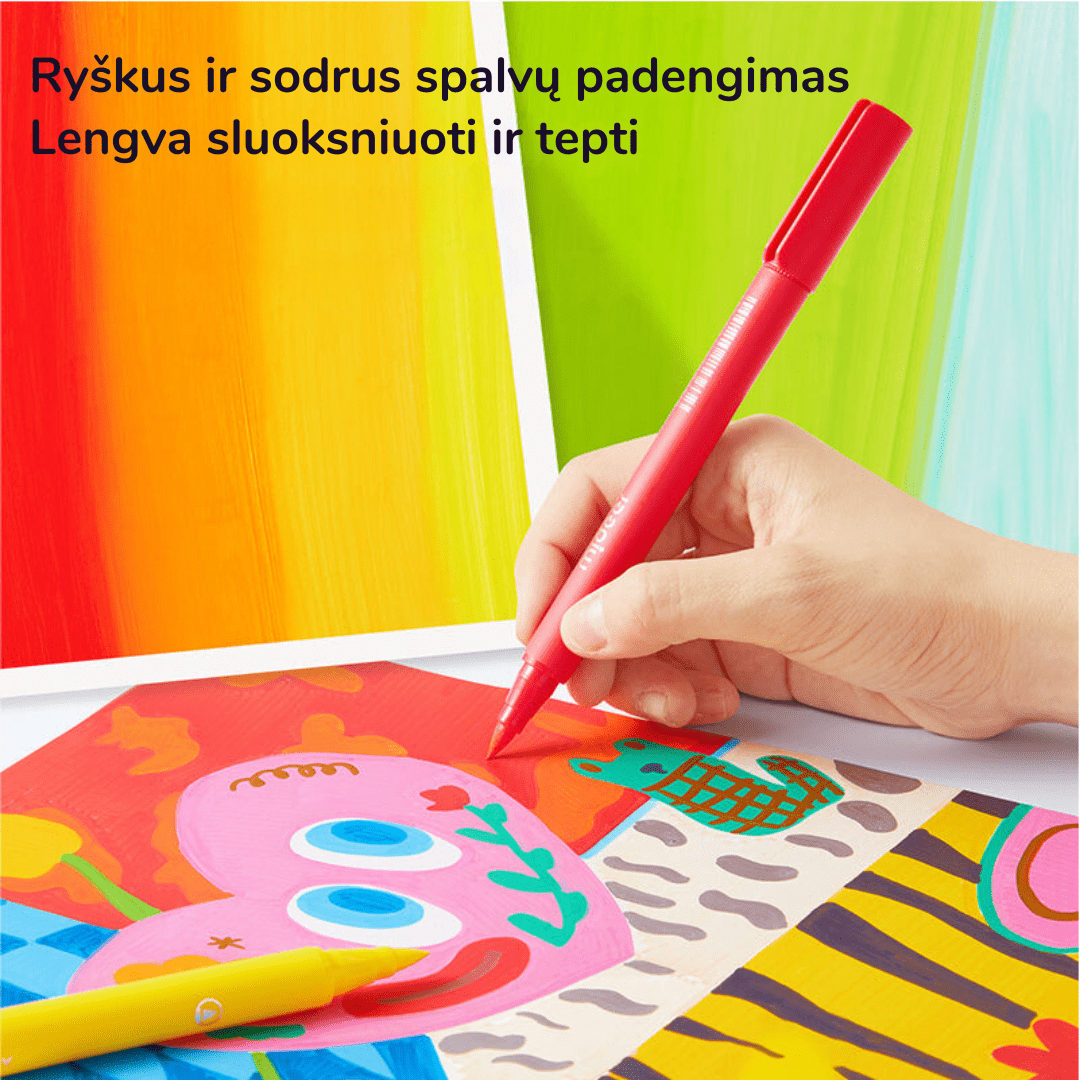 Villem Akriliniai markeriai flomasteriai minkštu antgaliu - 36 spalvos Mideer