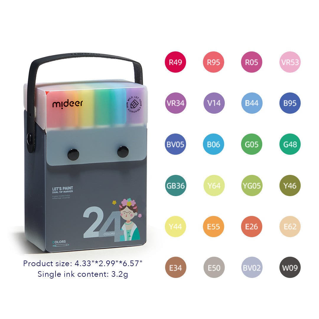 Villem Translucent Dual Tip Marker 24 Colors Mideer