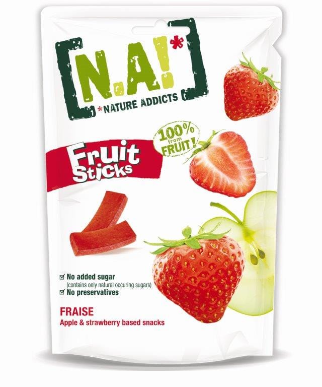 Villem N.A! Fruit Sticks maasikasnäkid 35g Nature Addicts