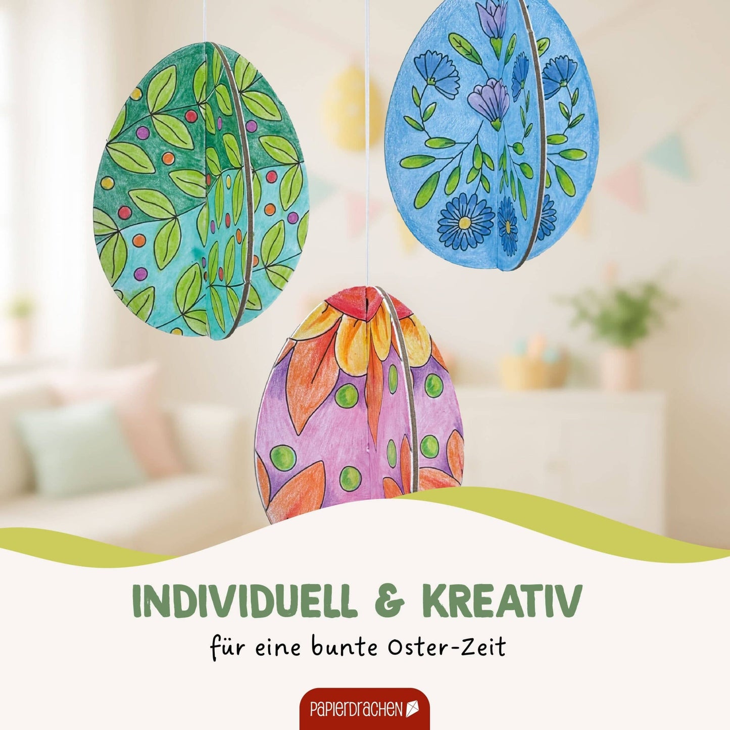 Villem Kaunista ise 3D munad meisterdamiskomplekt, 12 tk Papierdrachen