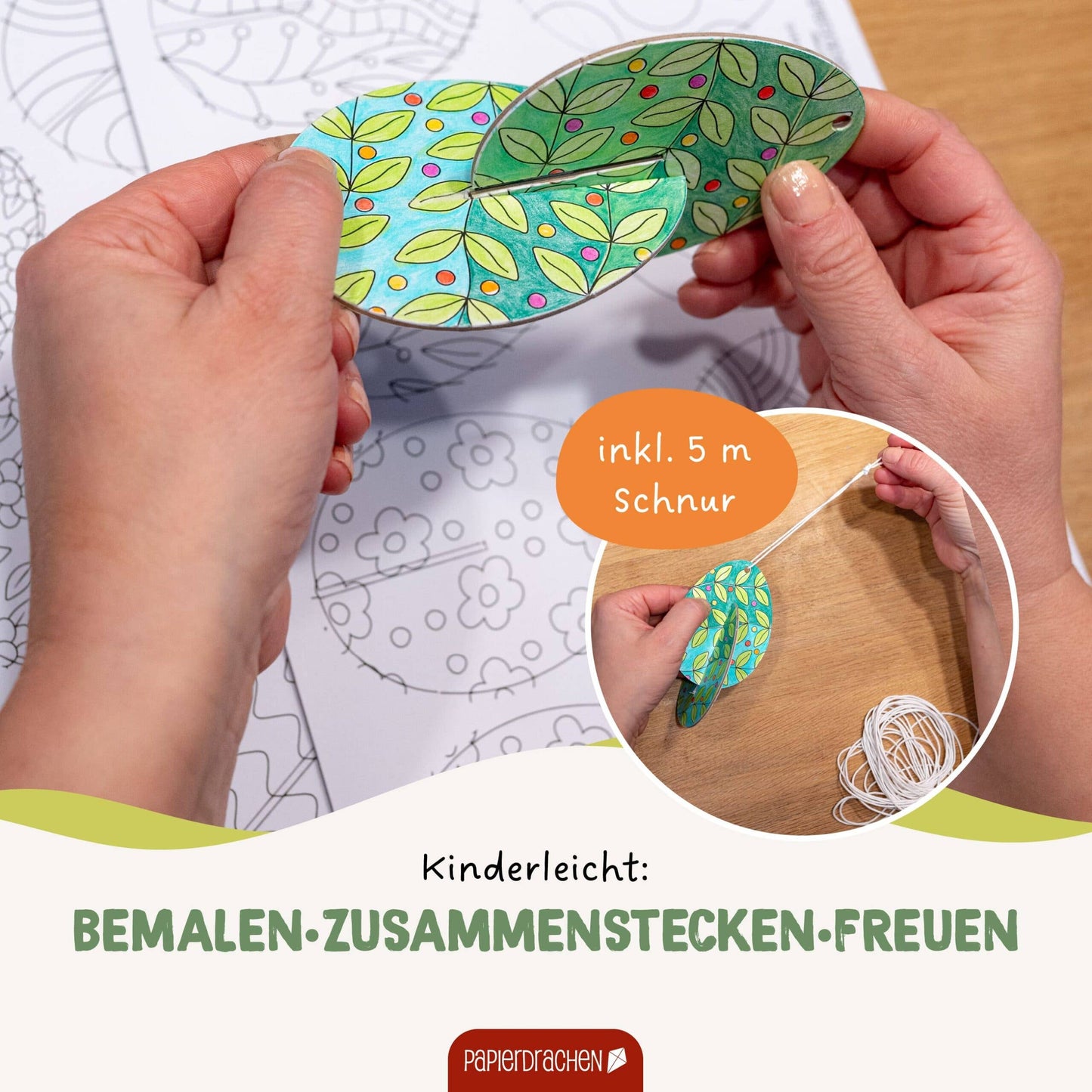 Villem Kaunista ise 3D munad meisterdamiskomplekt, 12 tk Papierdrachen