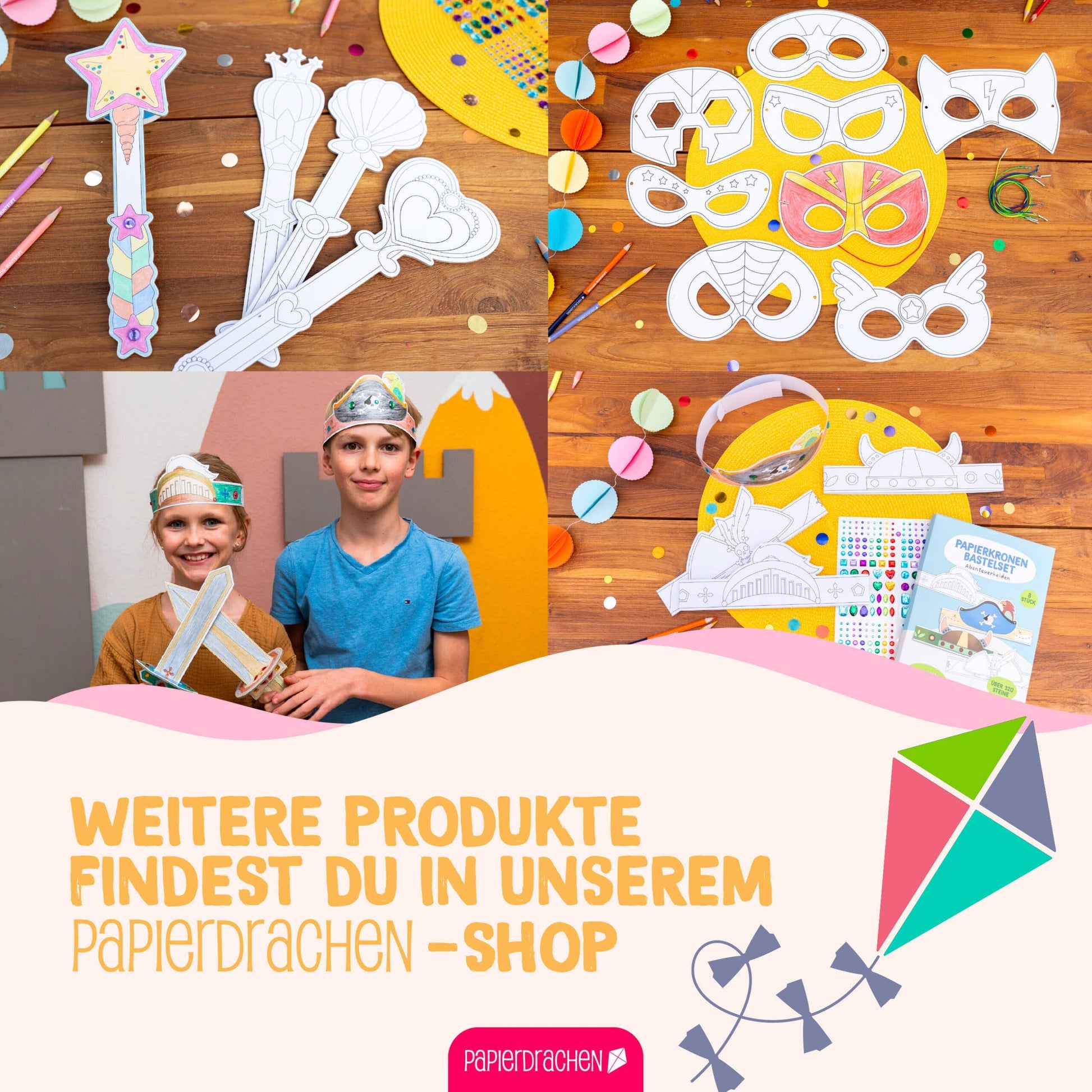 Villem Paberist kroonide meisterdamise loovkomplekt „Müütilised olendid“, 8 tk Papierdrachen