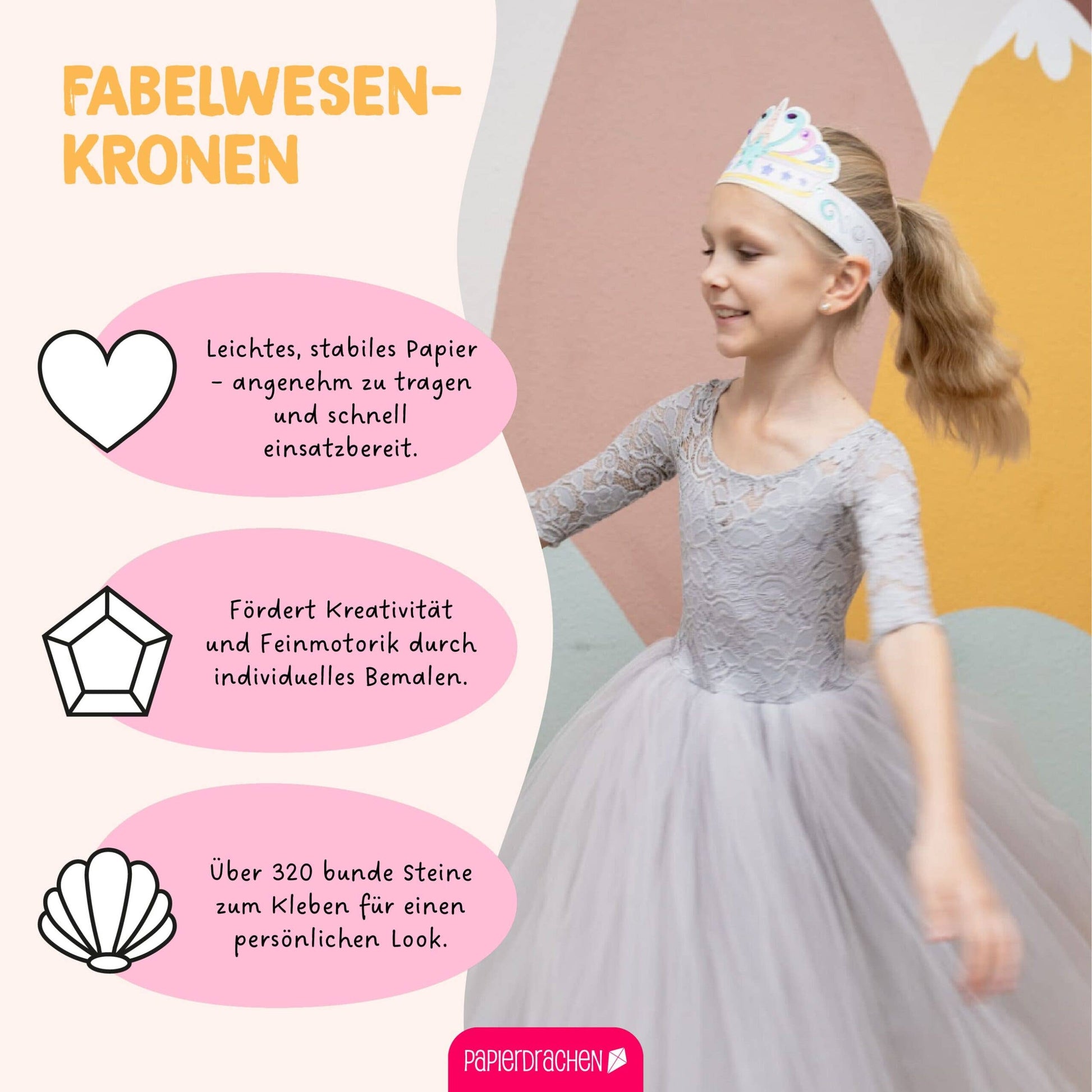 Villem Paberist kroonide meisterdamise loovkomplekt „Müütilised olendid“, 8 tk Papierdrachen