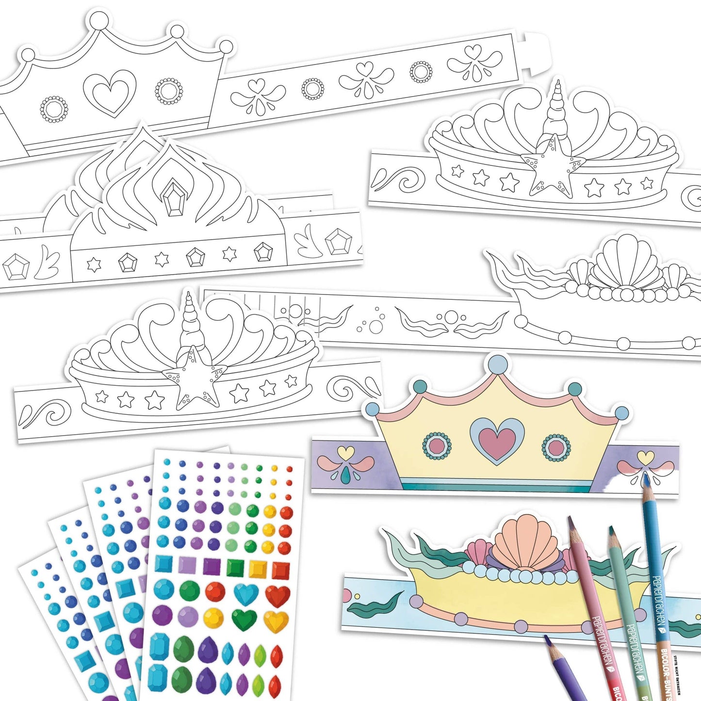 Villem Paberist kroonide meisterdamise loovkomplekt „Müütilised olendid“, 8 tk Papierdrachen