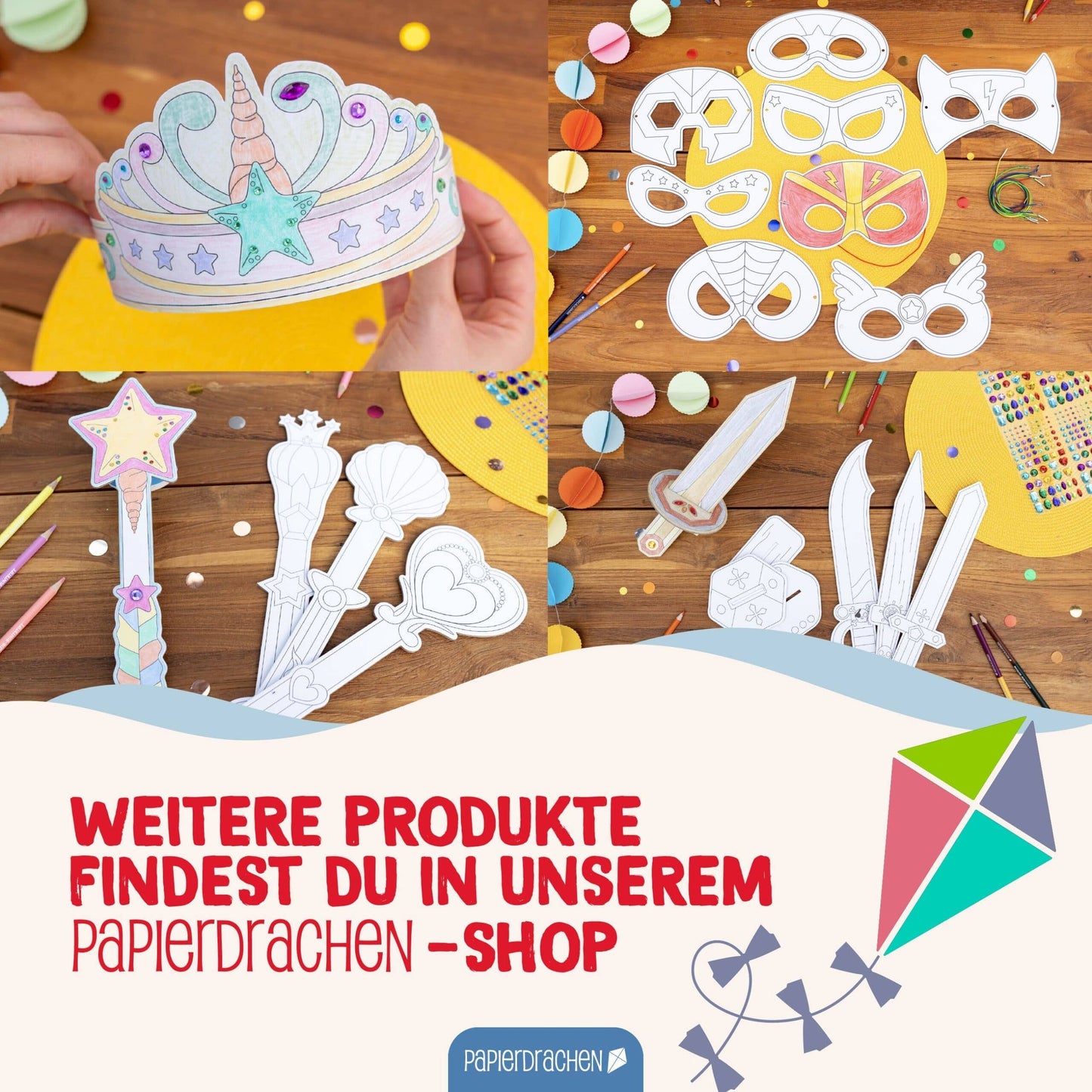 Villem Paberist kroonide meisterdamise loovkomplekt „Seikluslikud kangelased“, 8 tk Papierdrachen