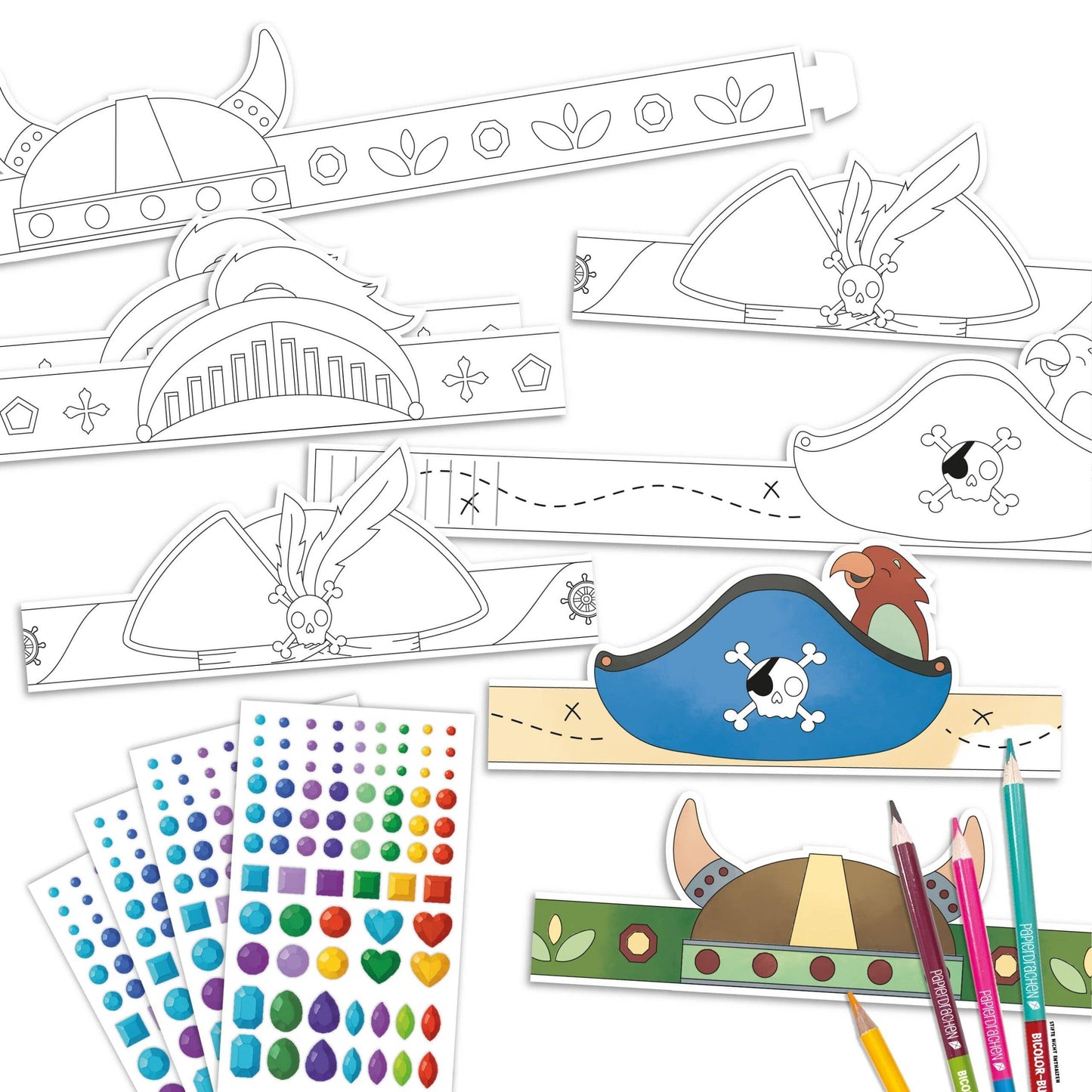 Villem Paberist kroonide meisterdamise loovkomplekt „Seikluslikud kangelased“, 8 tk Papierdrachen