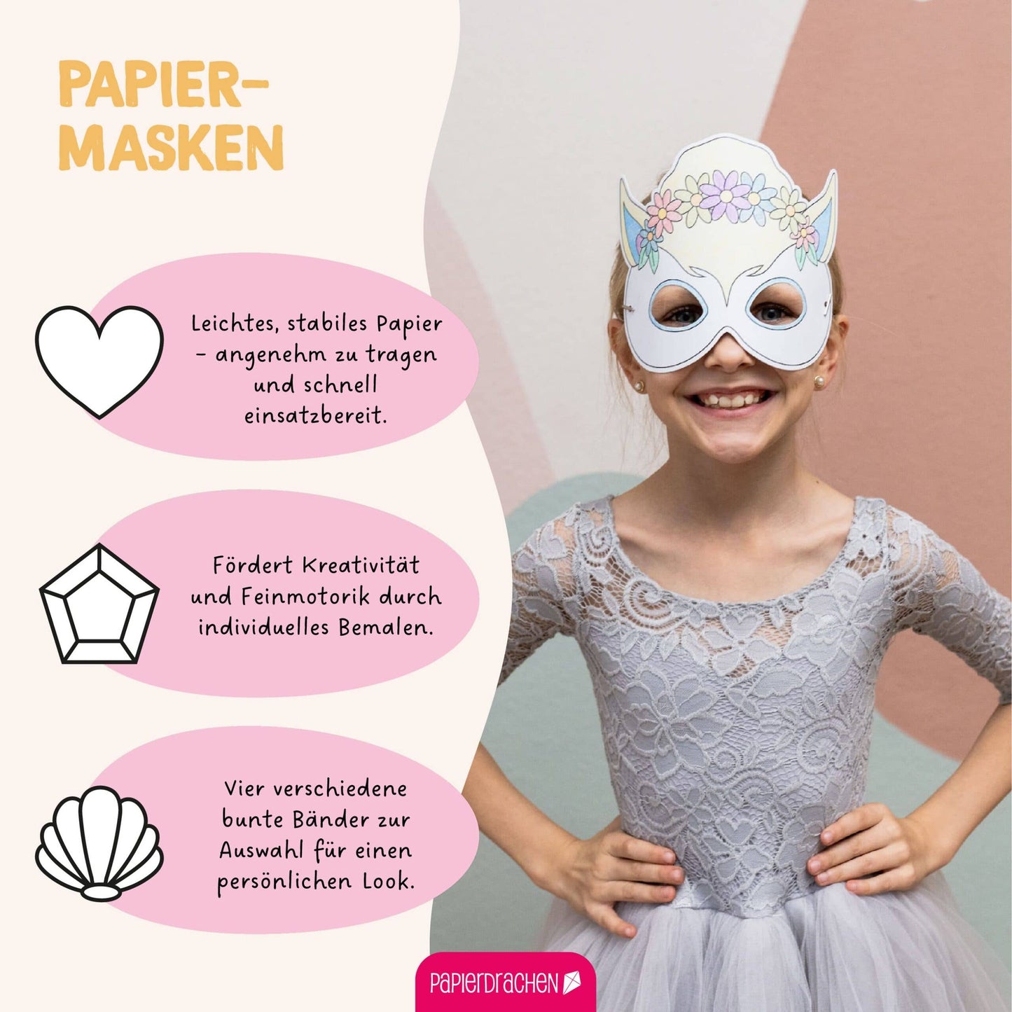 Villem Paberist maskide meisterdamise loovkomplekt, 8 tk Fantaasialoomad Papierdrachen