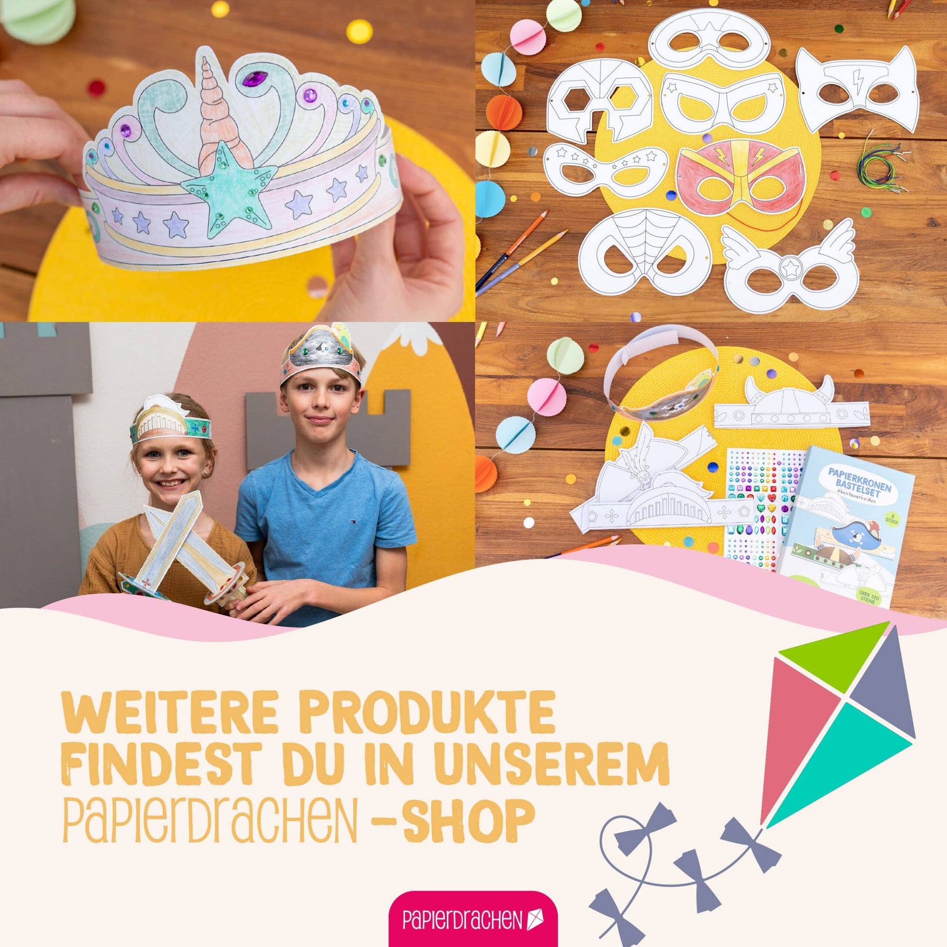 Villem Paberist maskide meisterdamise loovkomplekt, 8 tk Fantaasialoomad Papierdrachen