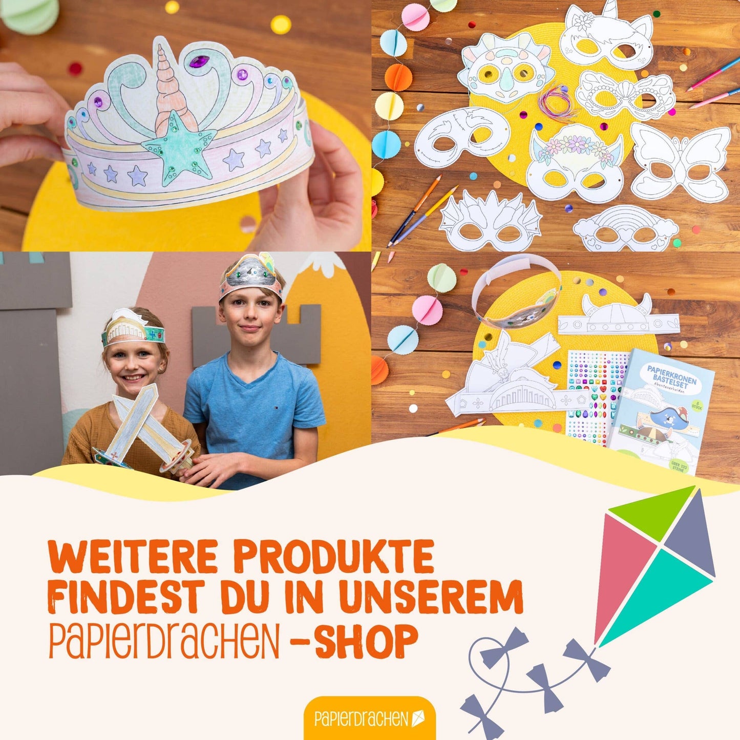 Villem Paberist maskide meisterdamise loovkomplekt, 8 tk Loomakesed Papierdrachen