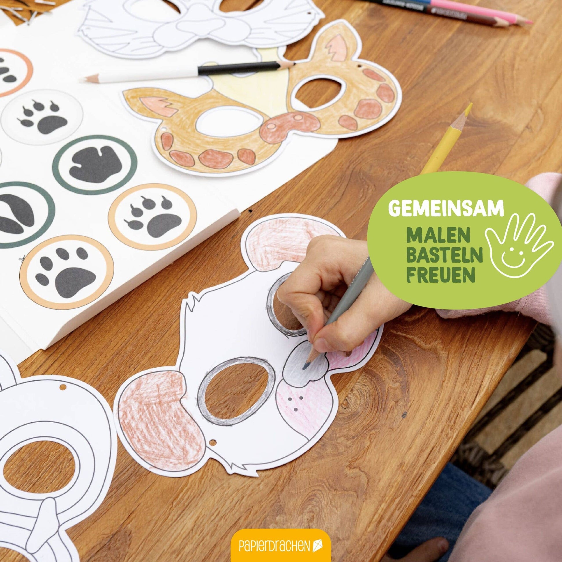 Villem Paberist maskide meisterdamise loovkomplekt, 8 tk Loomakesed Papierdrachen