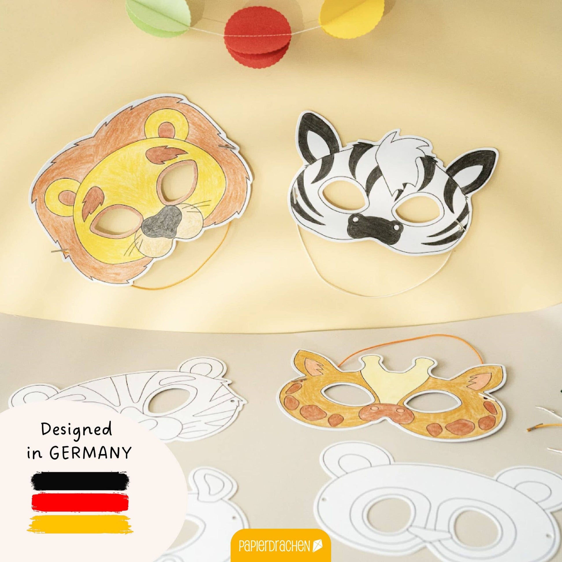 Villem Paberist maskide meisterdamise loovkomplekt, 8 tk Loomakesed Papierdrachen