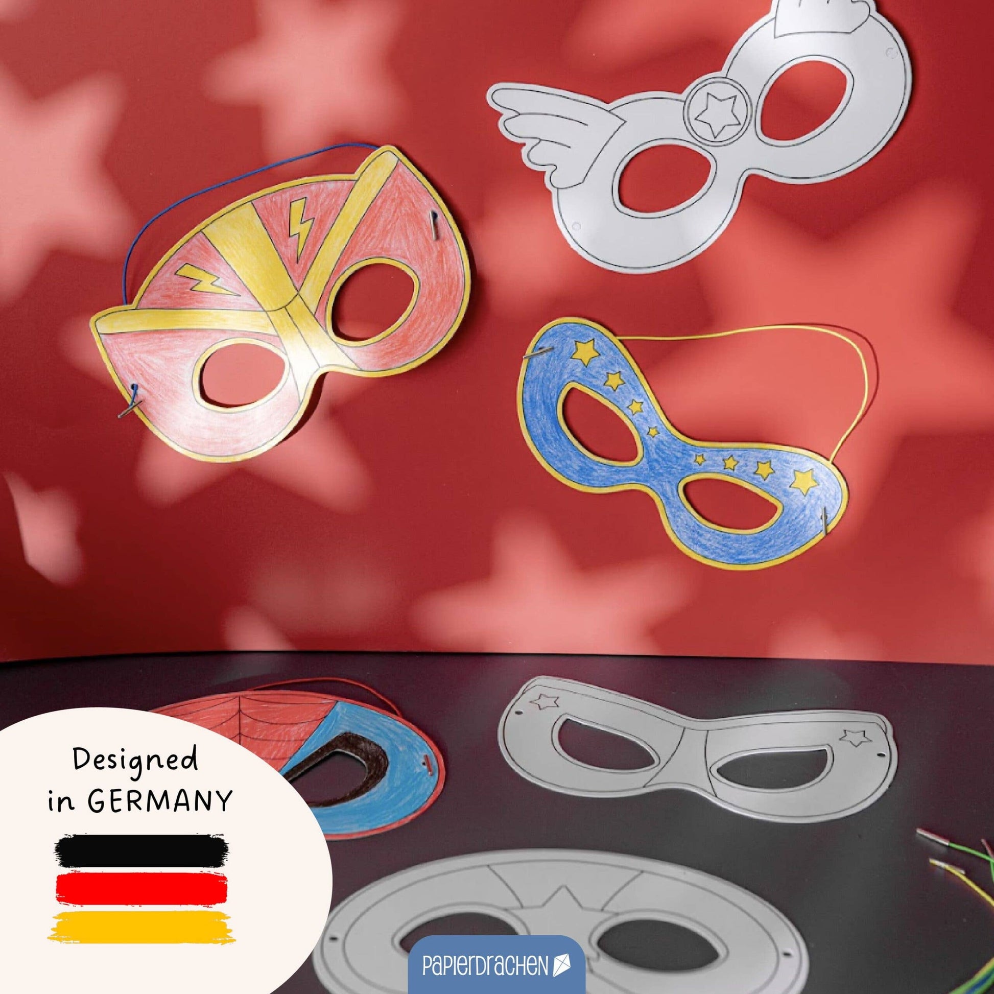 Villem Paberist maskide meisterdamise loovkomplekt, 8 tk Superkangelased Papierdrachen