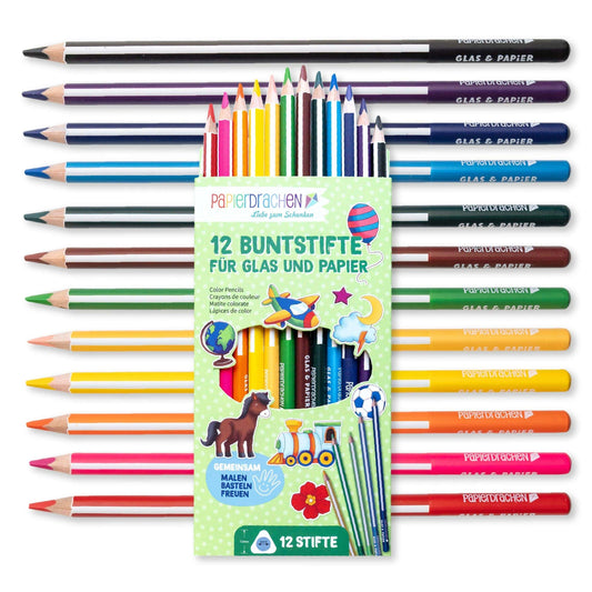Villem Paper Kite 12 Colored Pencils for Glass and Paper Papierdrachen