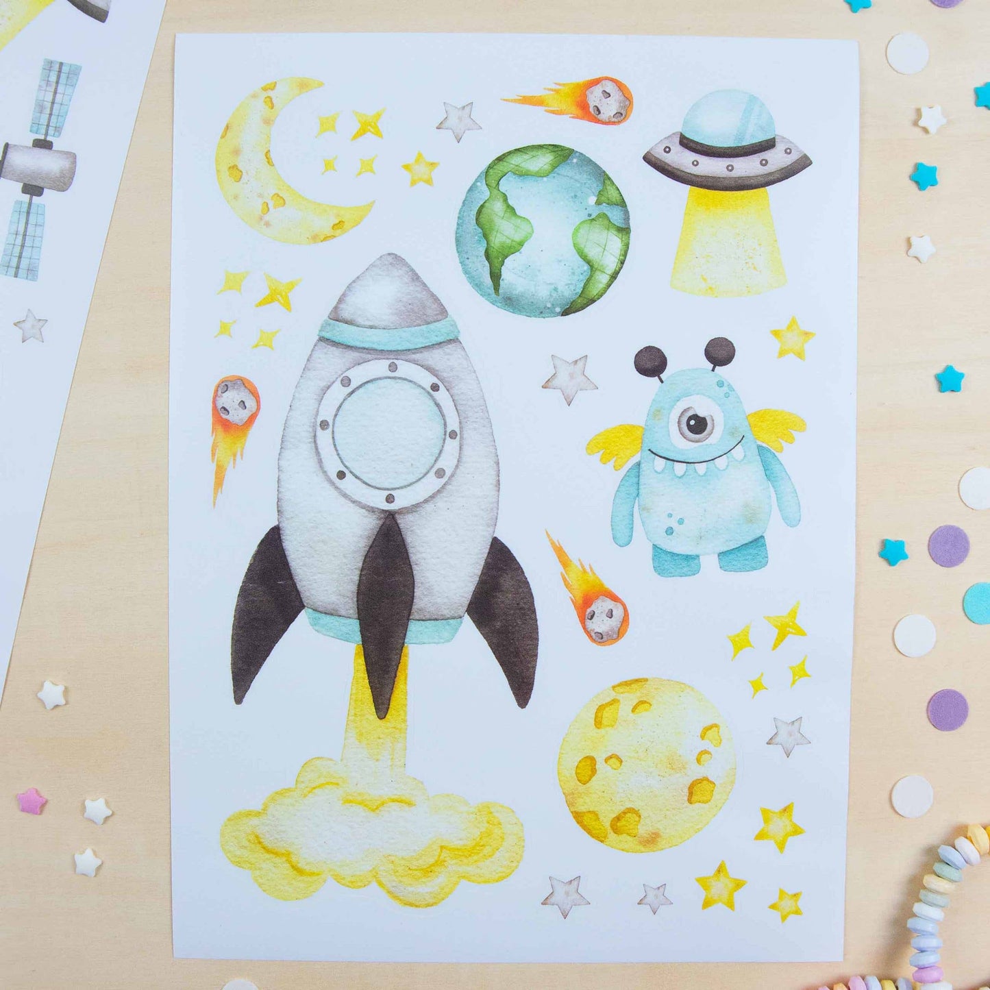 Villem Paper kites wall stickers astronauts Papierdrachen