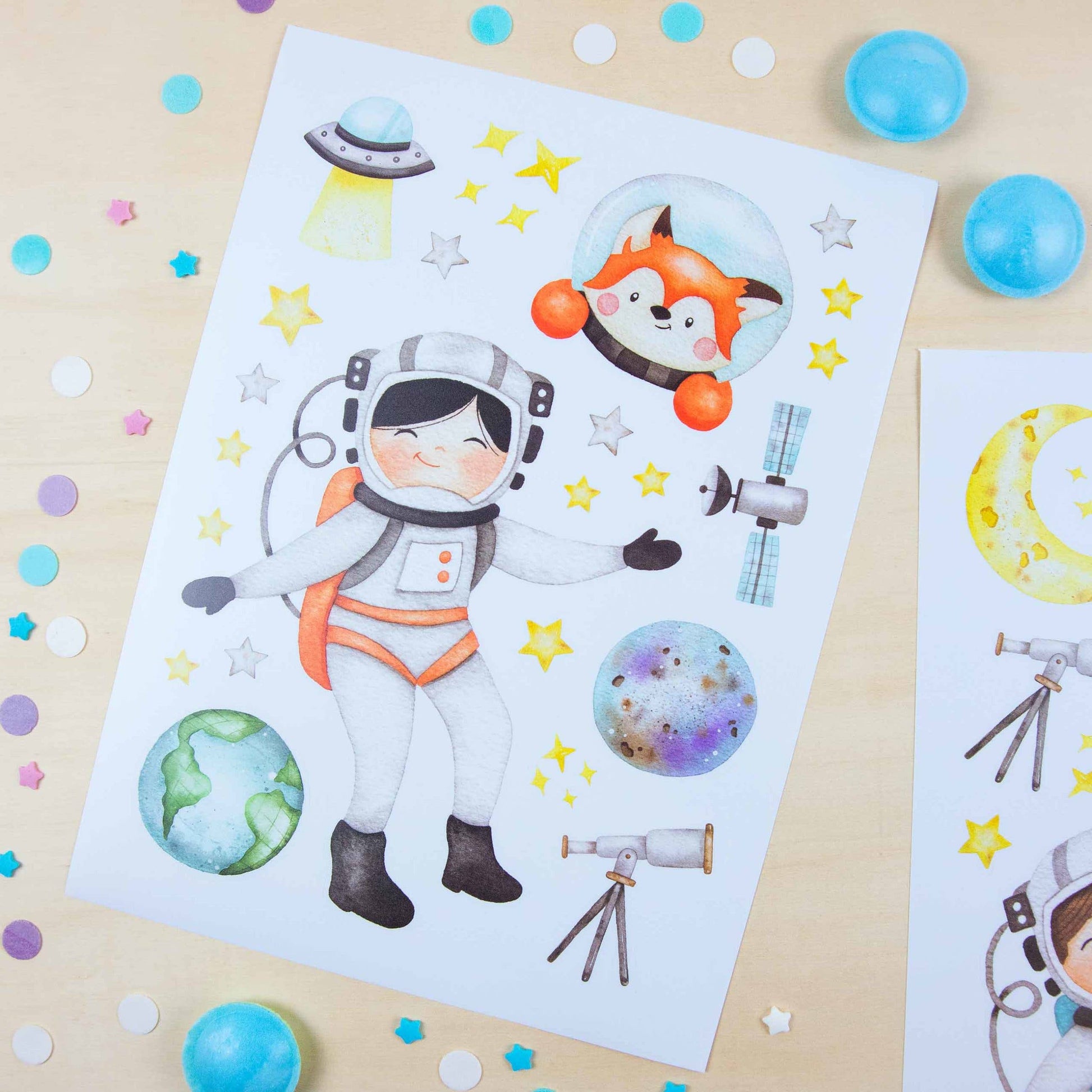 Villem Paper kites wall stickers astronauts Papierdrachen