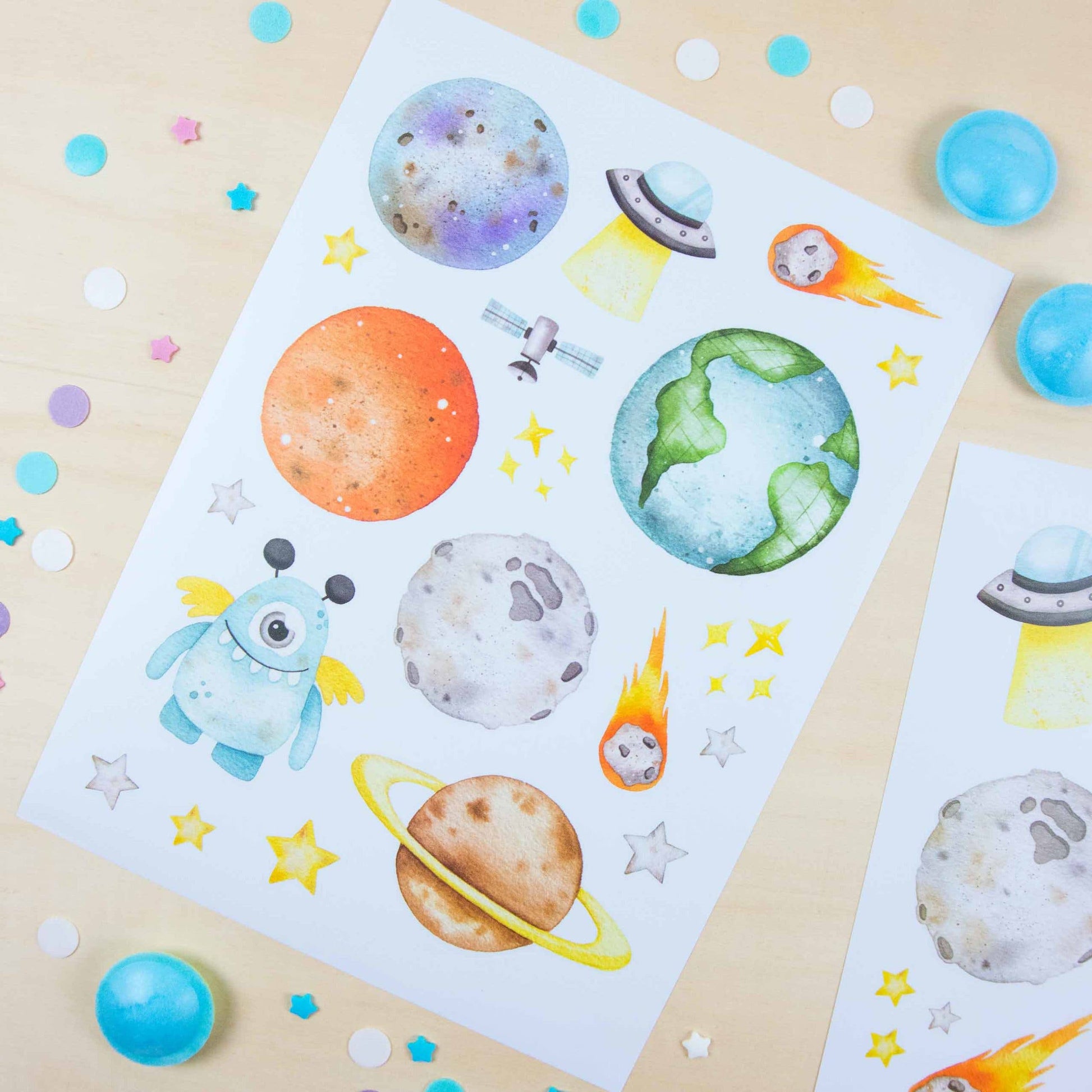 Villem Paper kites wall stickers astronauts Papierdrachen