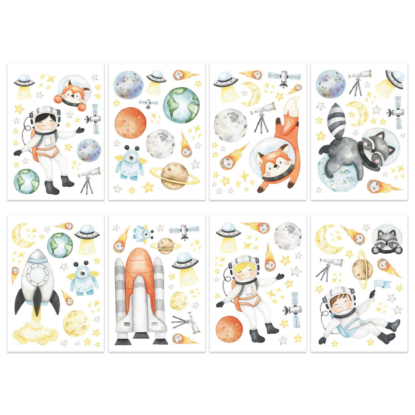 Villem Paper kites wall stickers astronauts Papierdrachen