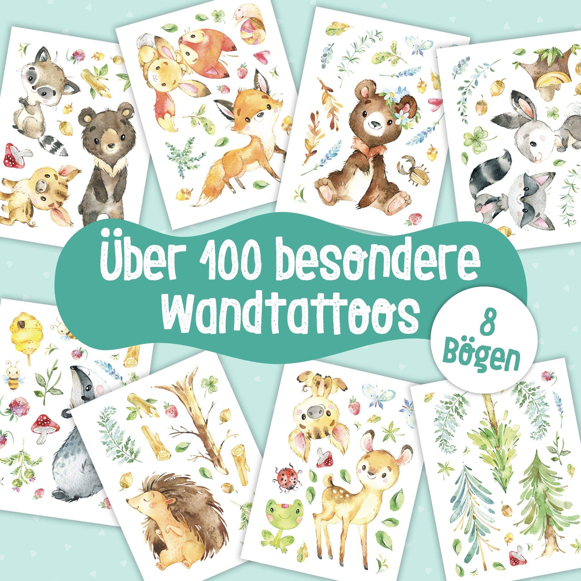 Villem Paper kites Wall stickers Forest animals Papierdrachen