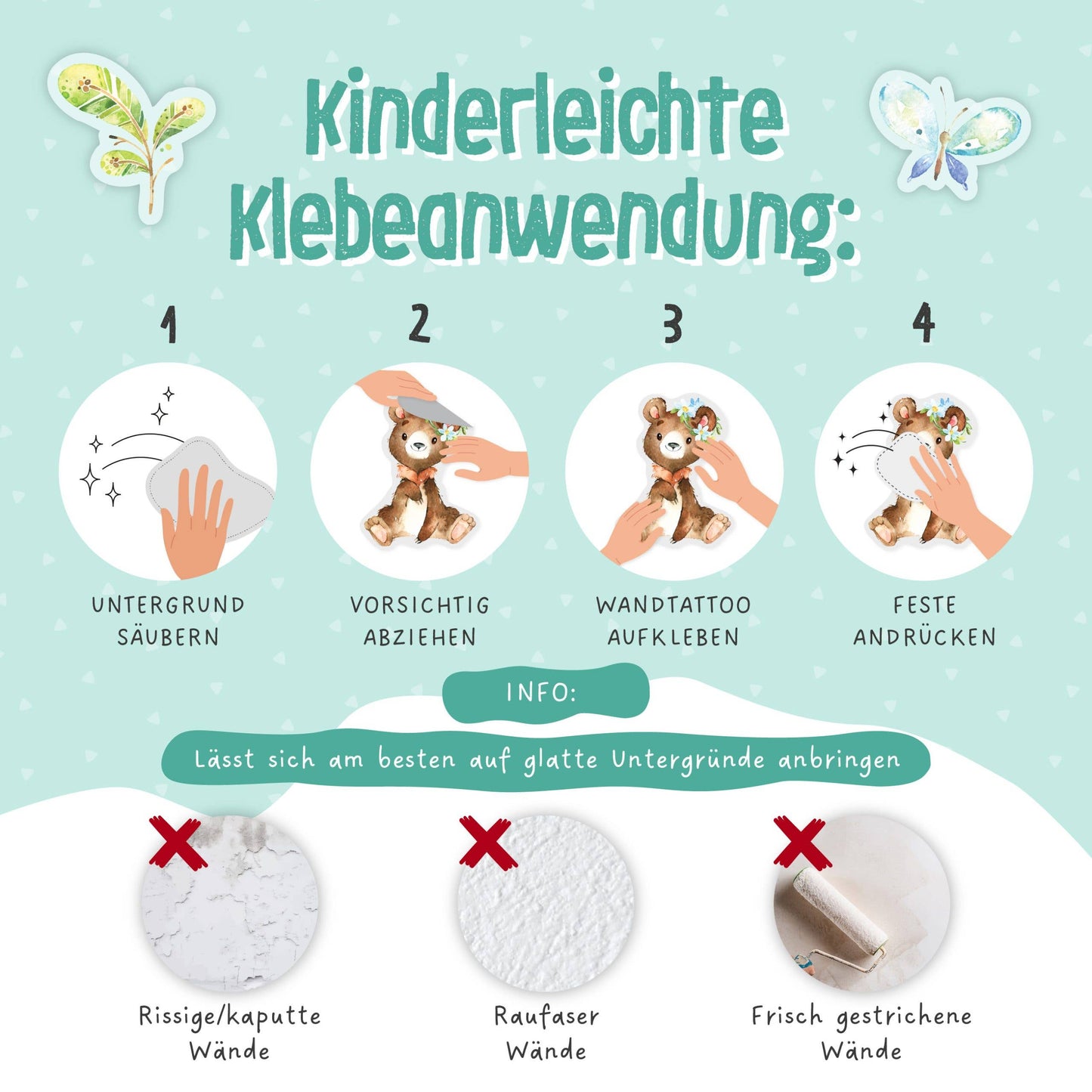 Villem Paper kites Wall stickers Forest animals Papierdrachen