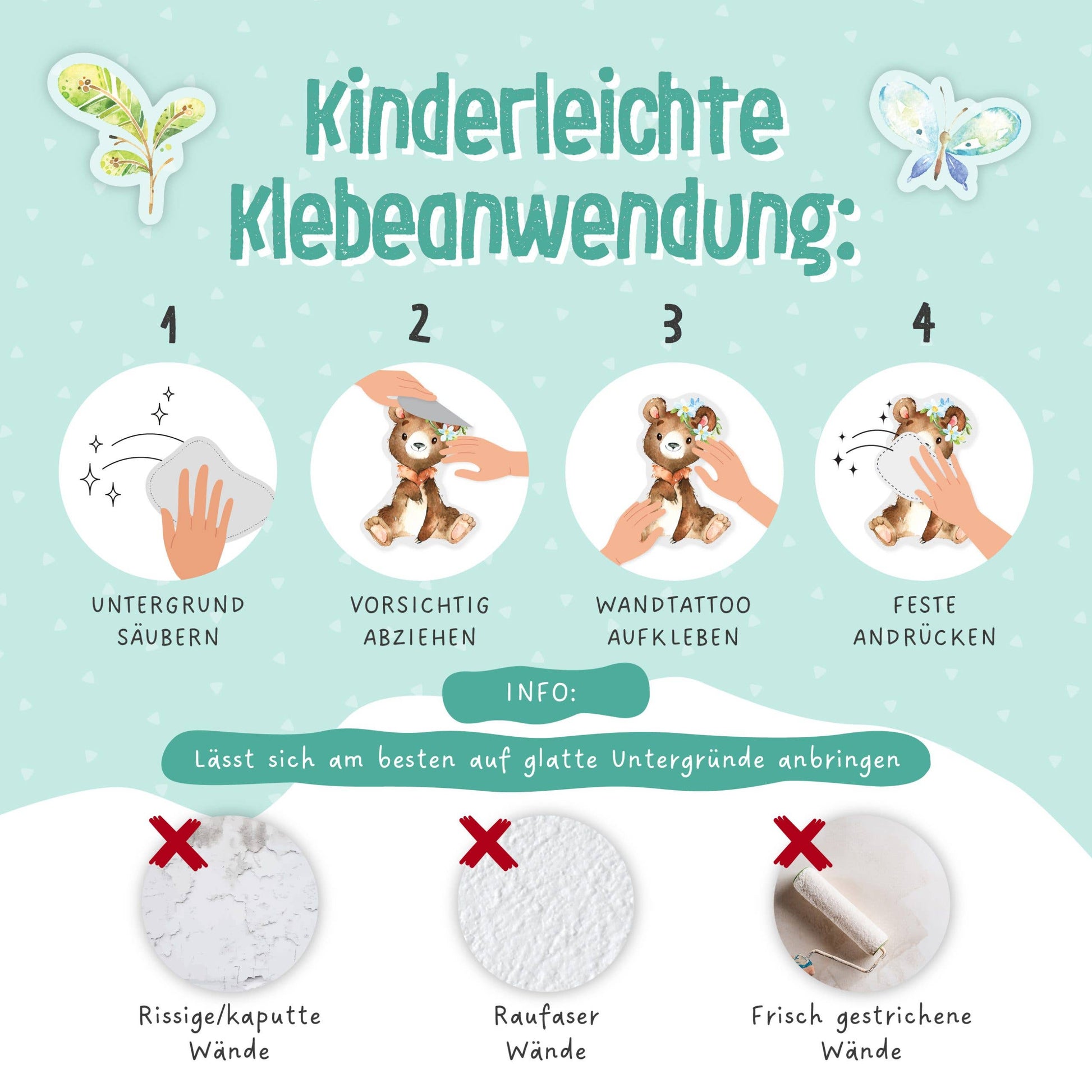 Villem Paper kites Wall stickers Forest animals Papierdrachen