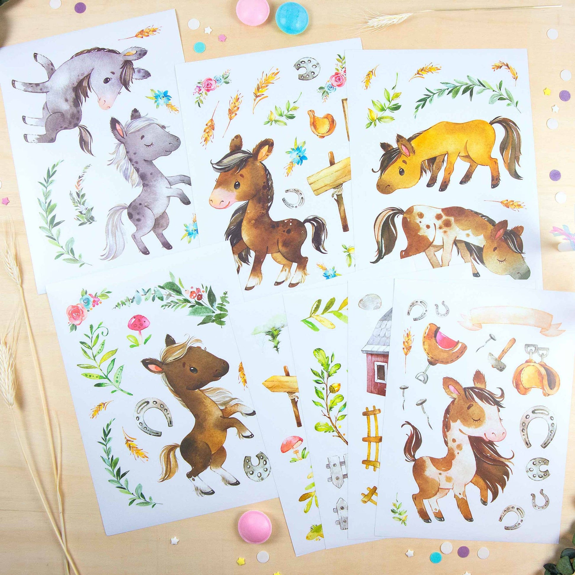 Villem Paper kites wall stickers horses Papierdrachen