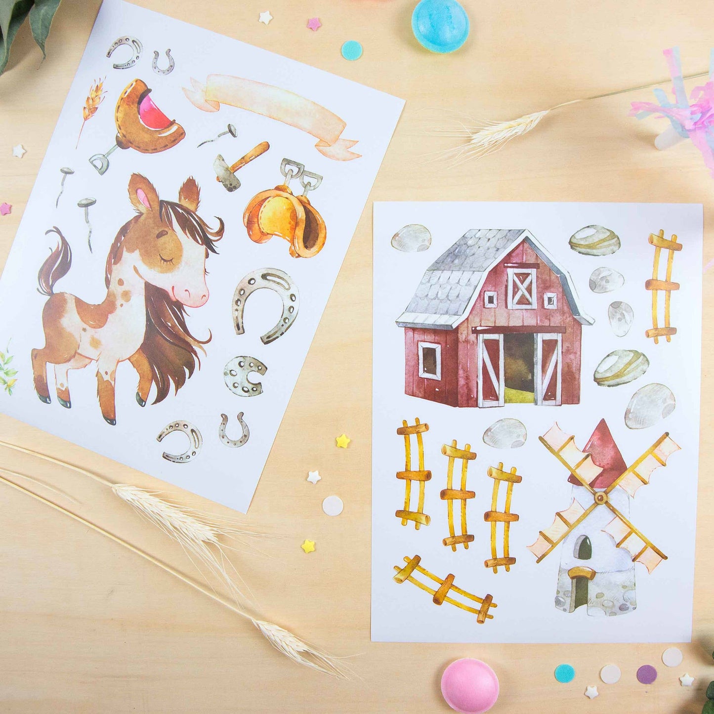 Villem Paper kites wall stickers horses Papierdrachen