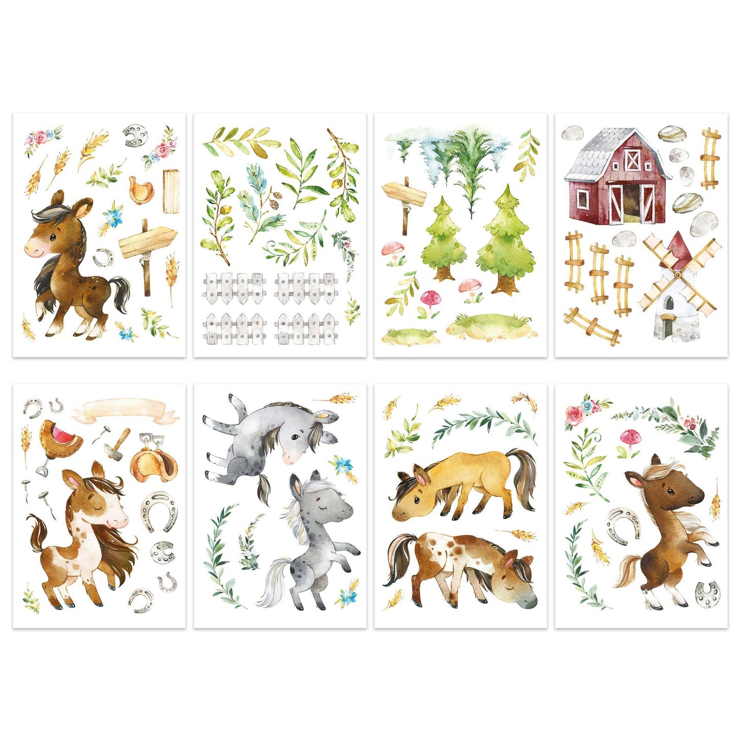 Villem Paper kites wall stickers horses Papierdrachen