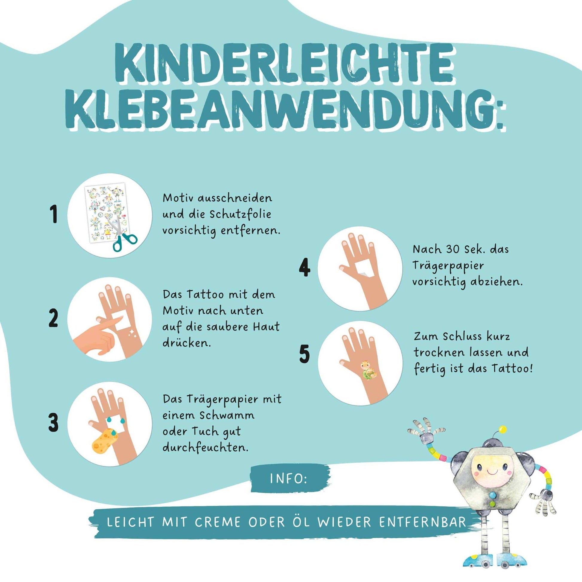 Villem Papierdrachen children's tattoos - robots and monsters Papierdrachen
