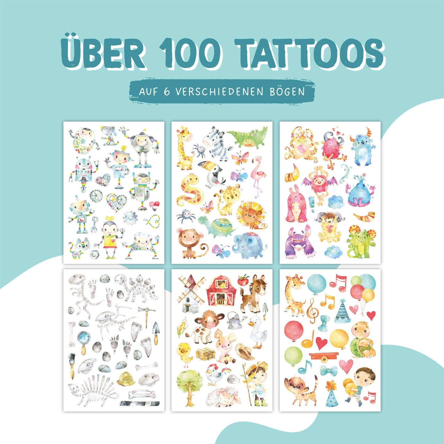 Villem Papierdrachen children's tattoos - robots and monsters Papierdrachen