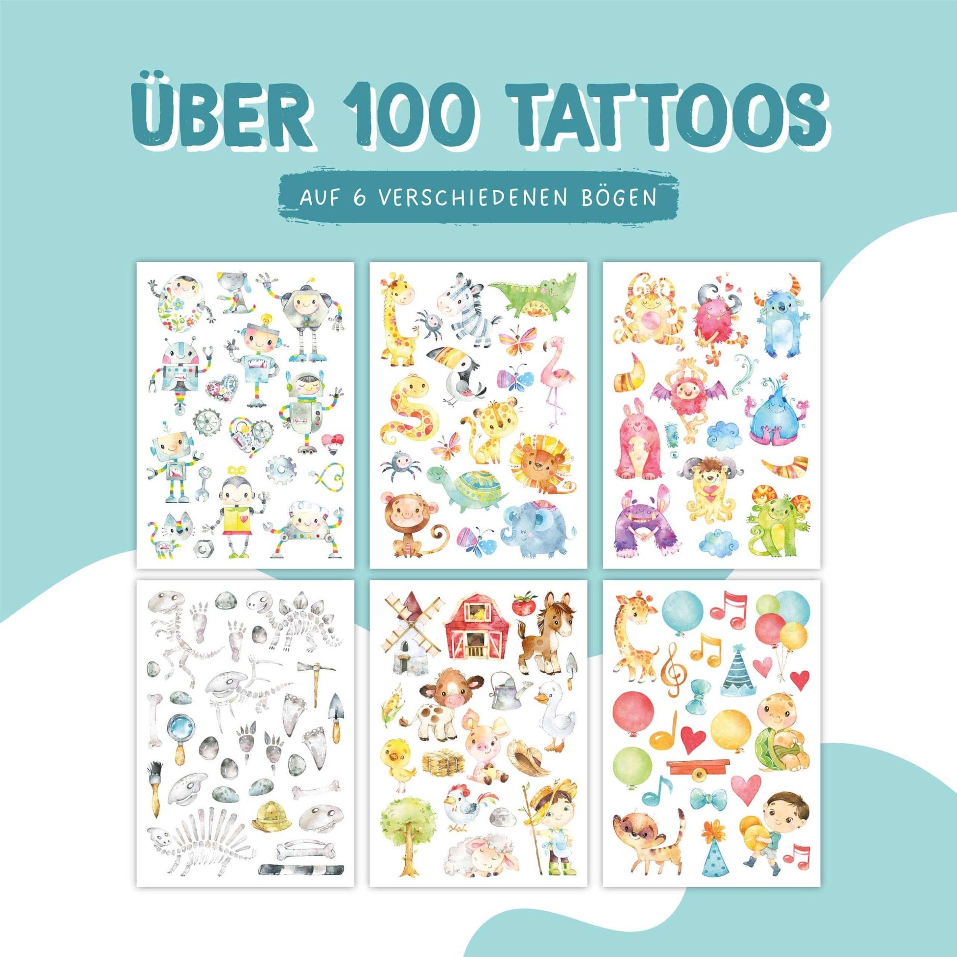 Villem Papierdrachen children's tattoos - robots and monsters Papierdrachen