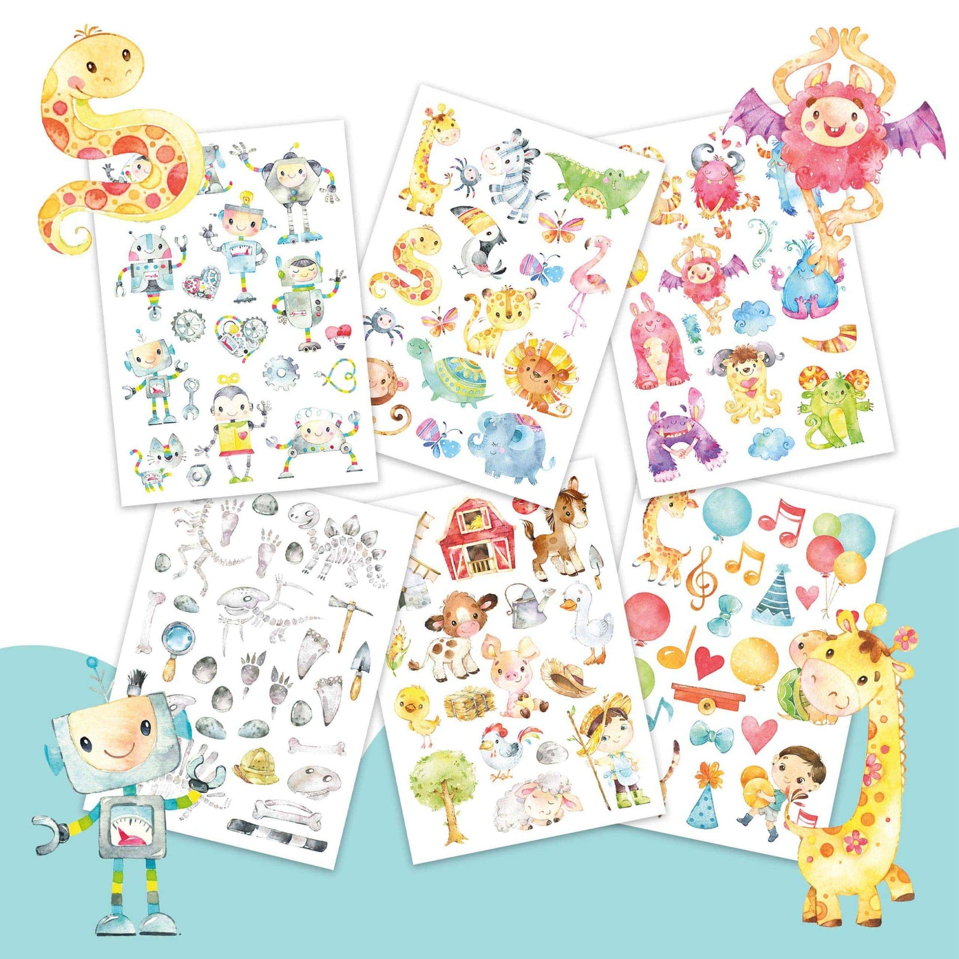 Villem Papierdrachen children's tattoos - robots and monsters Papierdrachen