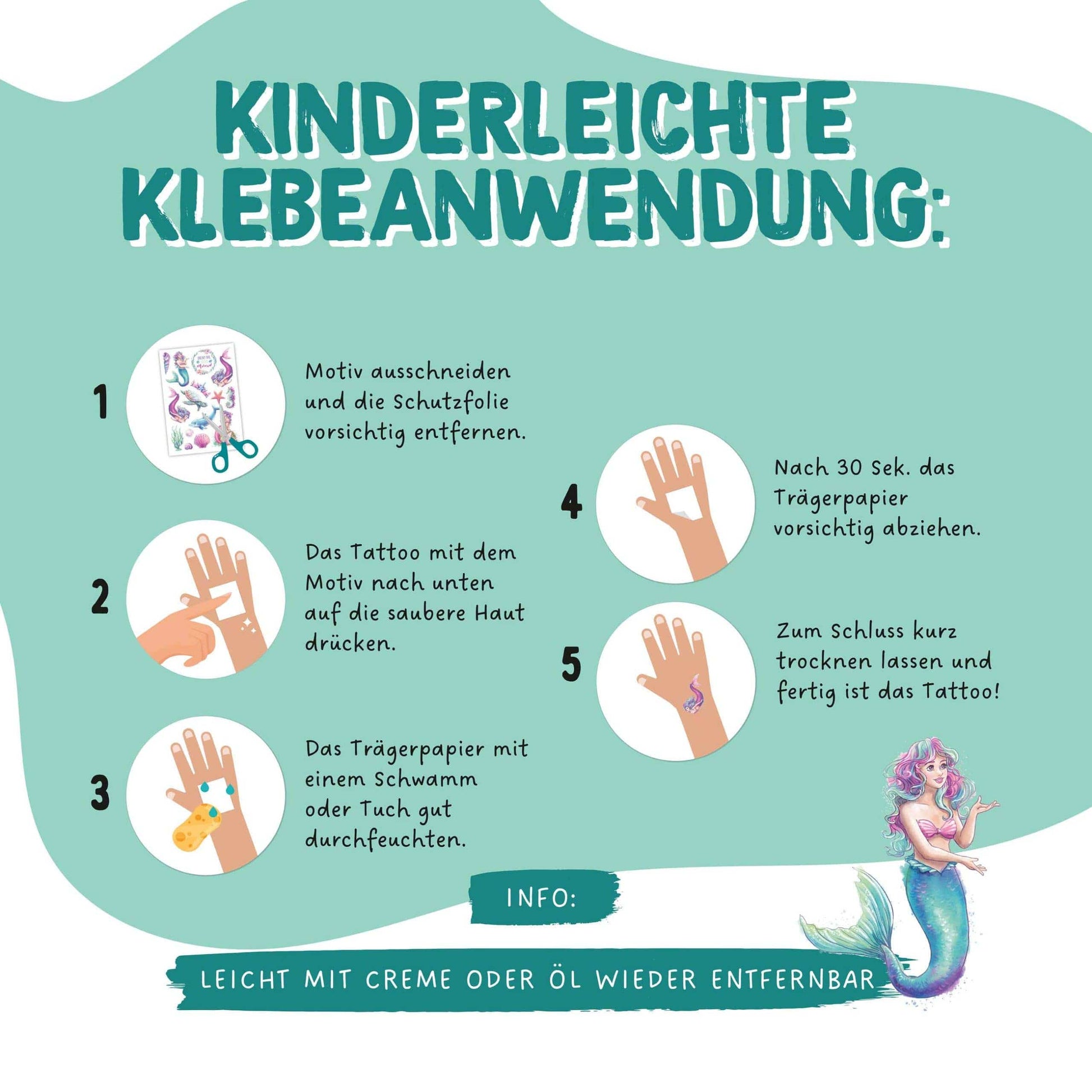 Villem Papierdrachen Kids' Tattoos - Mermaids Papierdrachen