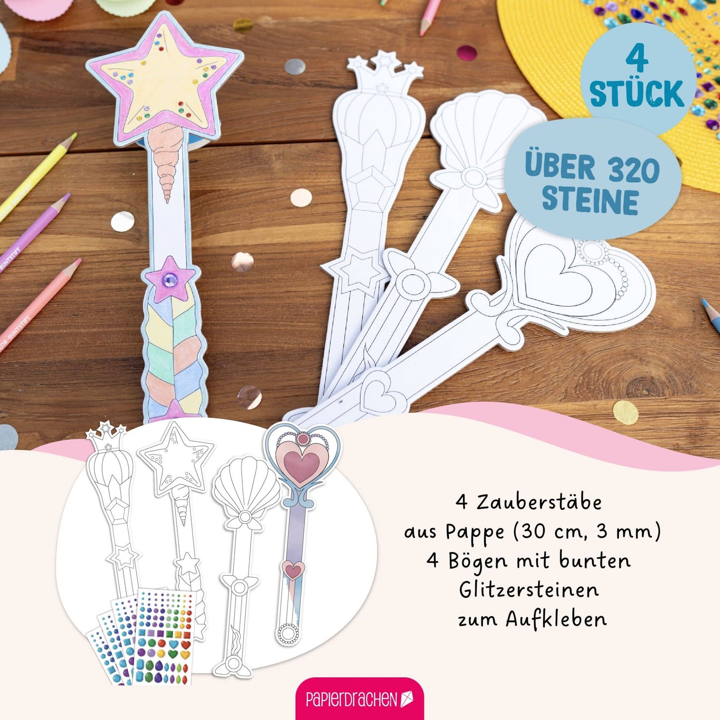 Villem Võlukepi meisterdamise loovkomplekt „Fantaasiaolendid“, 4 tk Papierdrachen