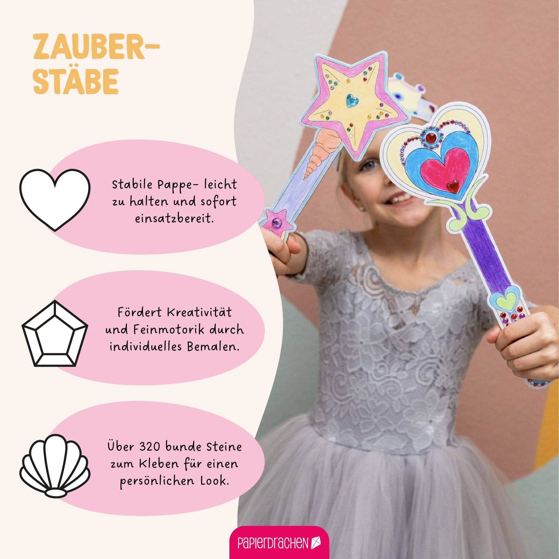 Villem Võlukepi meisterdamise loovkomplekt „Fantaasiaolendid“, 4 tk Papierdrachen