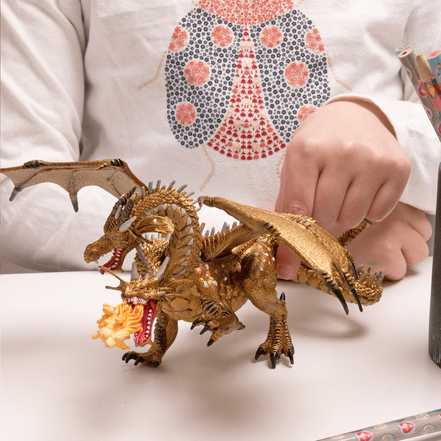 Villem Gold Two-Headed Dragon Figurine Papo