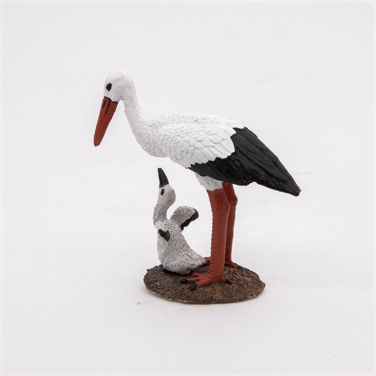 Villem Stork Figurine and Its Baby Papo