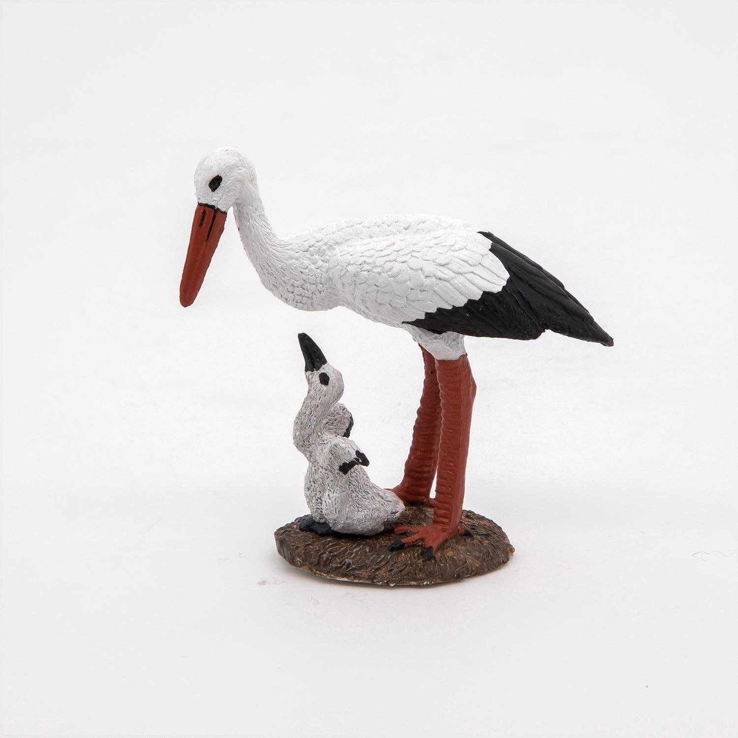 Villem Stork Figurine and Its Baby Papo
