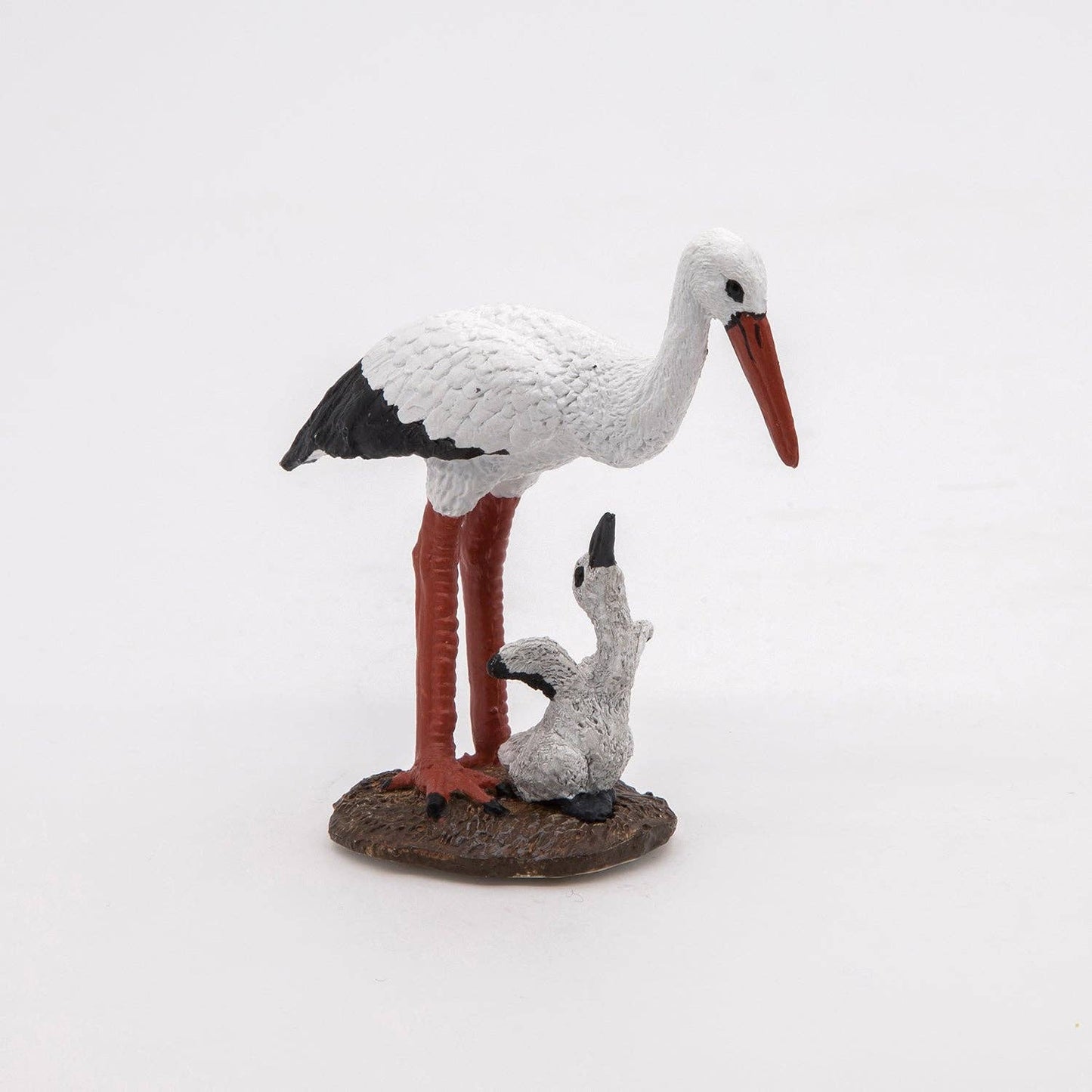Villem Stork Figurine and Its Baby Papo