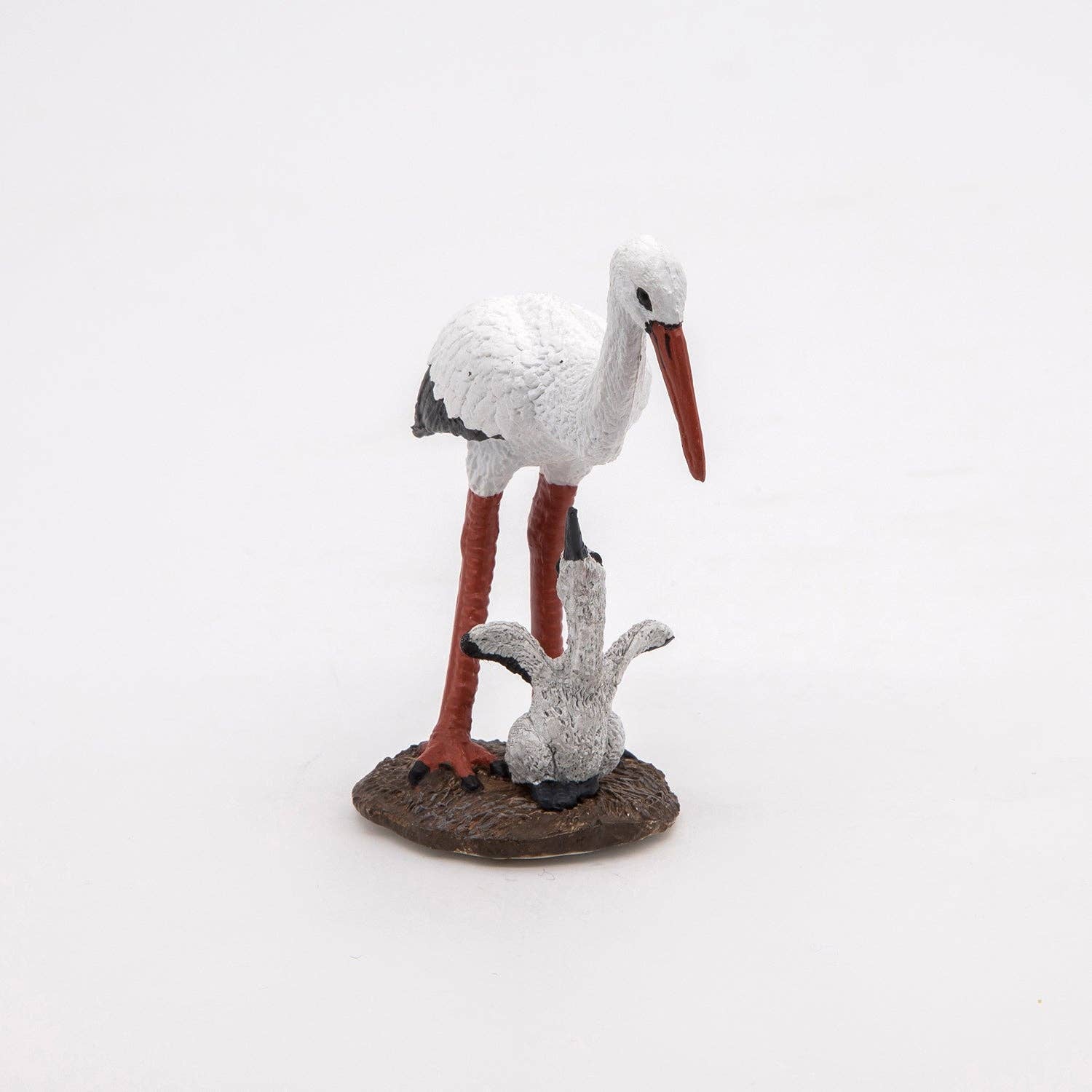 Villem Stork Figurine and Its Baby Papo