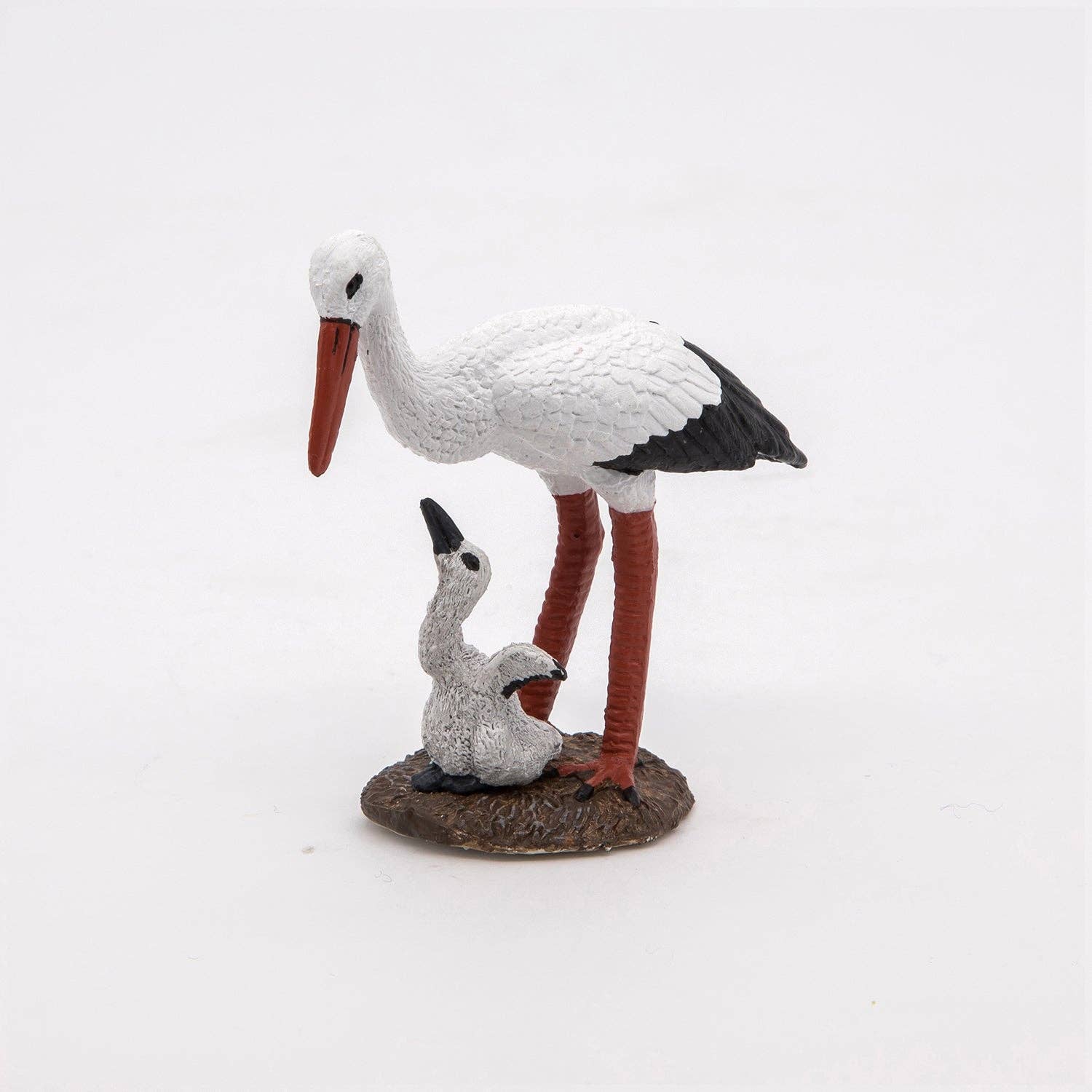 Villem Stork Figurine and Its Baby Papo