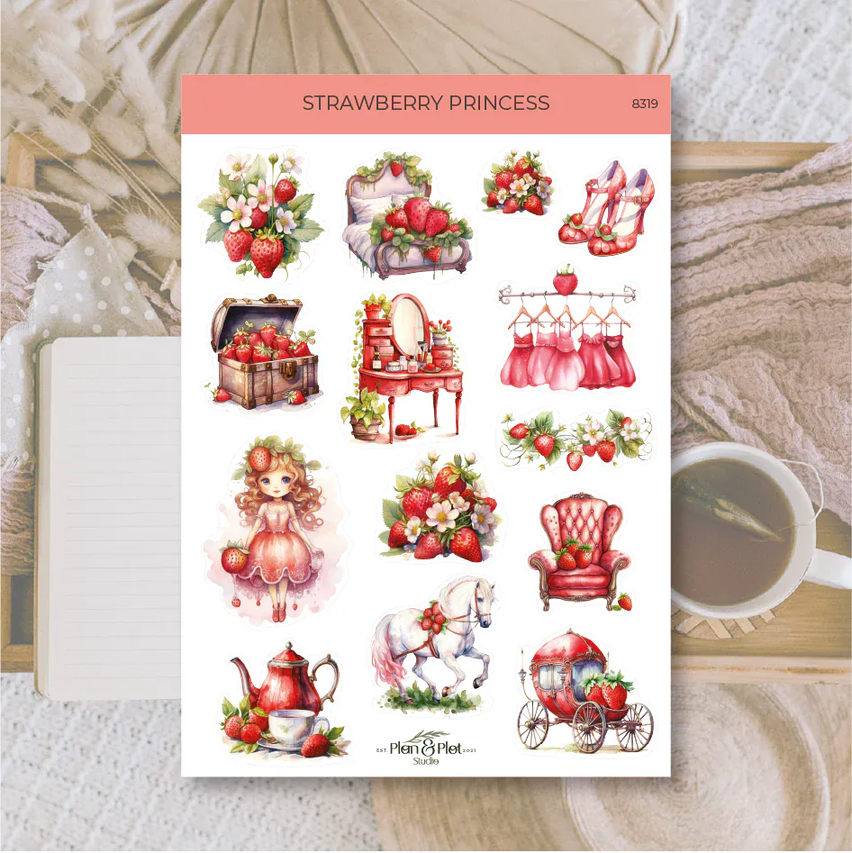 Villem Kleebised: Strawberry Princess | Läbipaistev matt vinüül Plan & Plot Studio